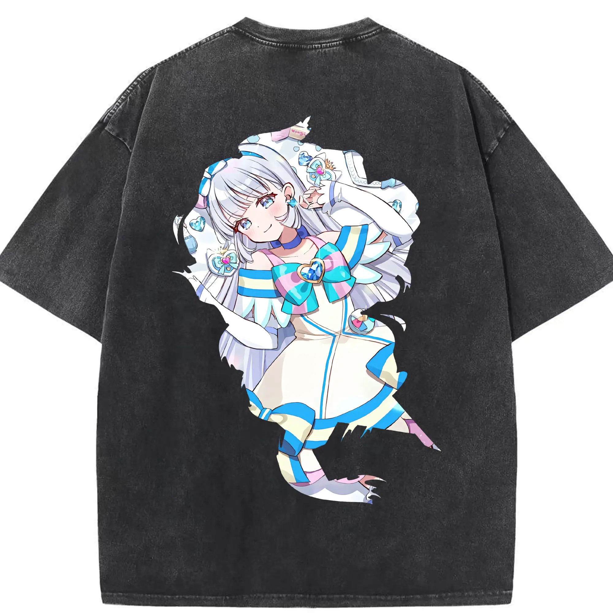 わんだふるぷりきゅあ グッズ 猫屋敷ユキ - 綿100％ ヴィンテージ風 半袖Tシャツ ・ 背面プリント ・ 柔らか肌触り ・ 通気性 快適 ・ スポーツ カジュアル 外出用