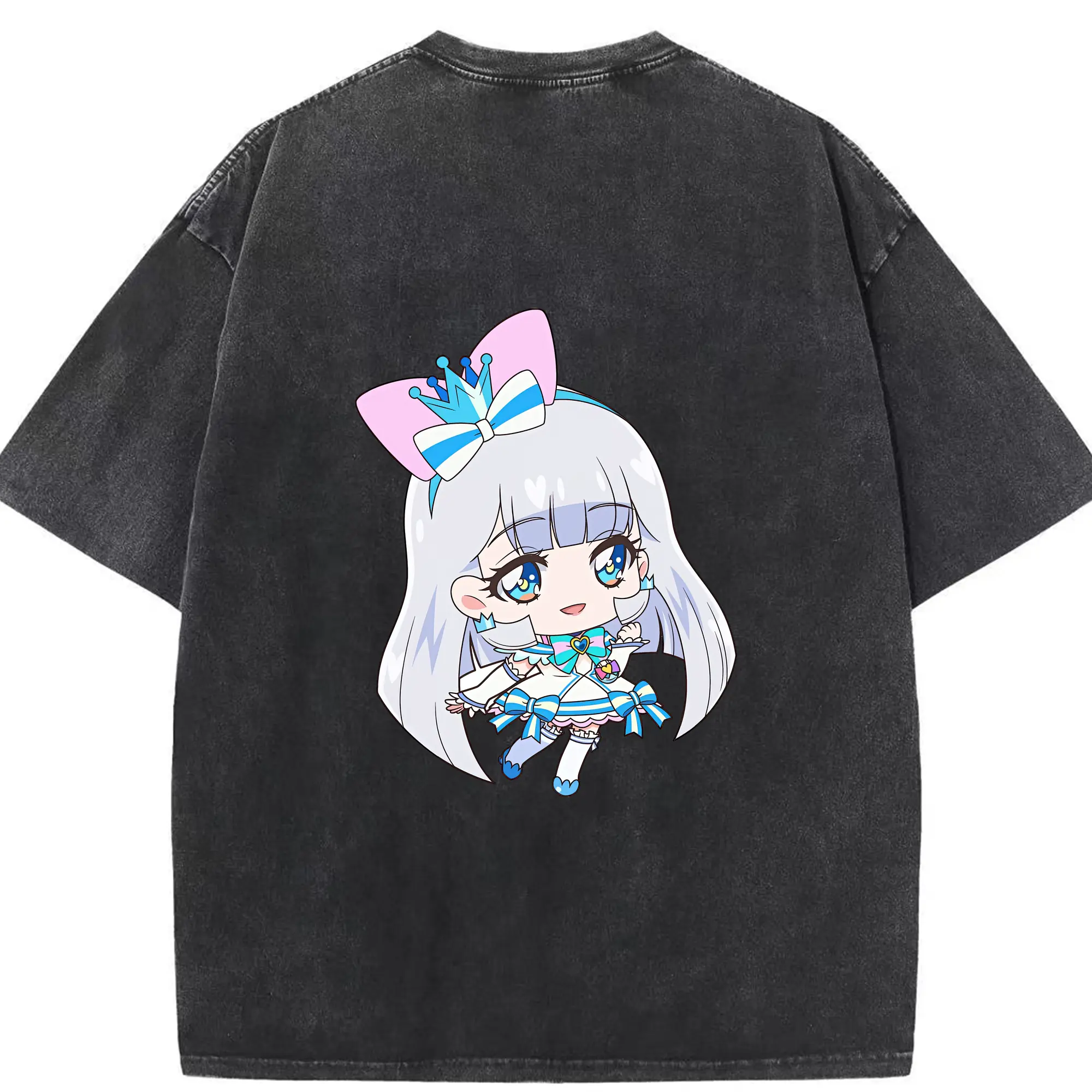 わんだふるぷりきゅあ グッズ 猫屋敷ユキ - 綿100％ ヴィンテージ風 半袖Tシャツ ・ 背面プリント ・ 柔らか肌触り ・ 通気性 快適 ・ スポーツ カジュアル 外出用