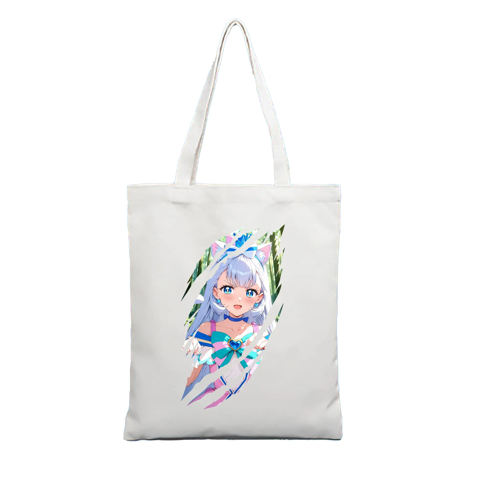 わんだふるぷりきゅあ グッズ 猫屋敷ユキ - 縦型キャンバス手提げバッグ（トートバッグ） ・ キャンバス素材 ・ ショッピング用 ・ 軽量 丈夫 お手入れ簡単