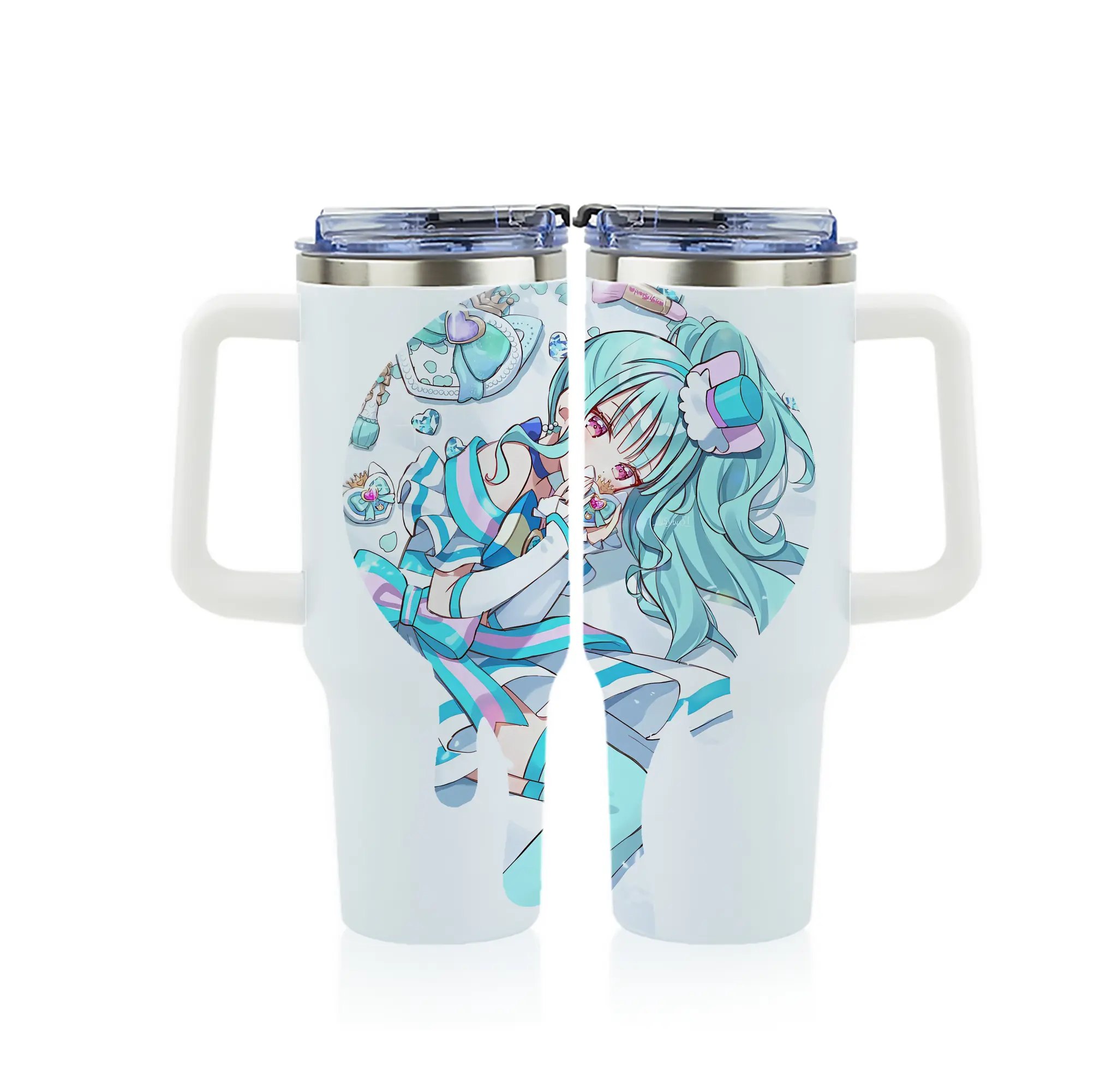 わんだふるぷりきゅあ グッズ 猫屋敷まゆ - 1200mL フルプリント車用タンブラー ・ 304ステンレス 内側 ・ 201ステンレス 外側 ・ 保温 保冷 ・ 通勤 ドライブ アウトドア用