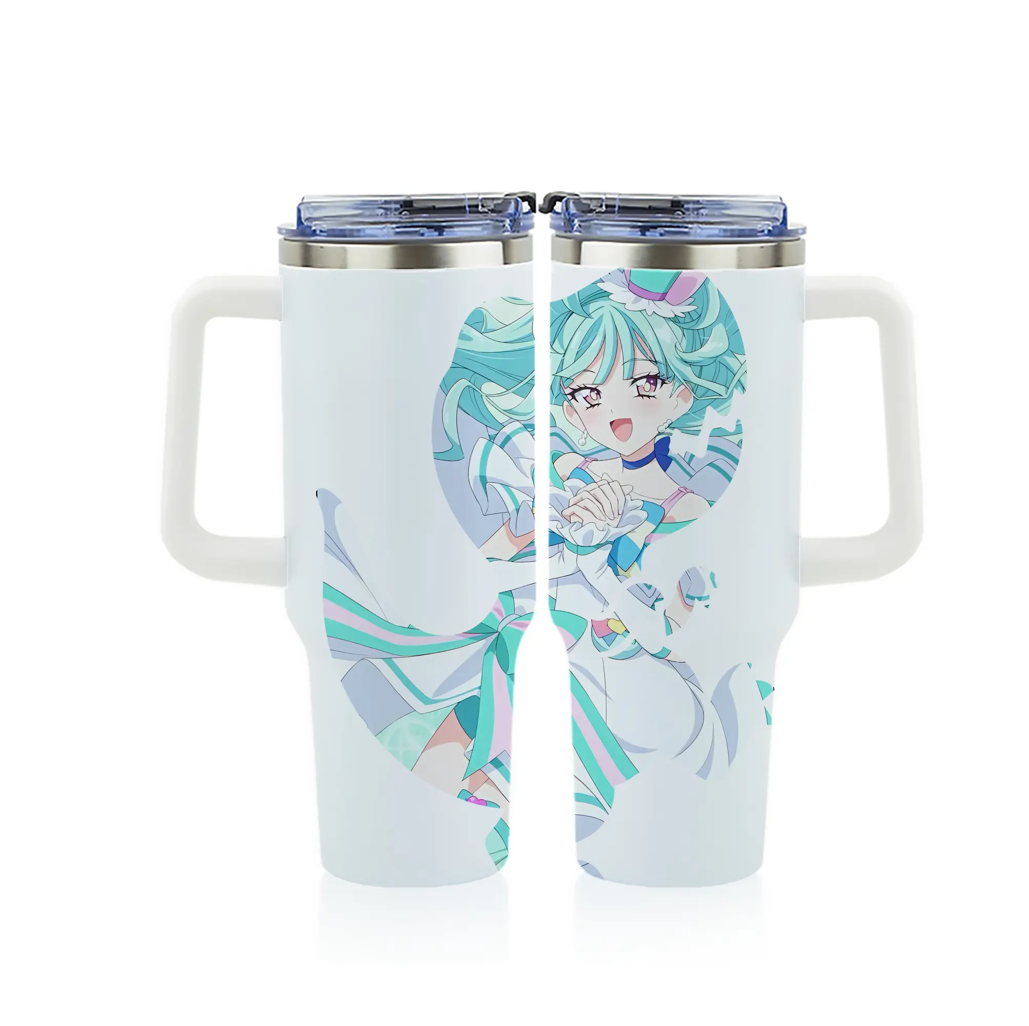 わんだふるぷりきゅあ グッズ 猫屋敷まゆ - 1200mL フルプリント車用タンブラー ・ 304ステンレス 内側 ・ 201ステンレス 外側 ・ 保温 保冷 ・ 通勤 ドライブ アウトドア用