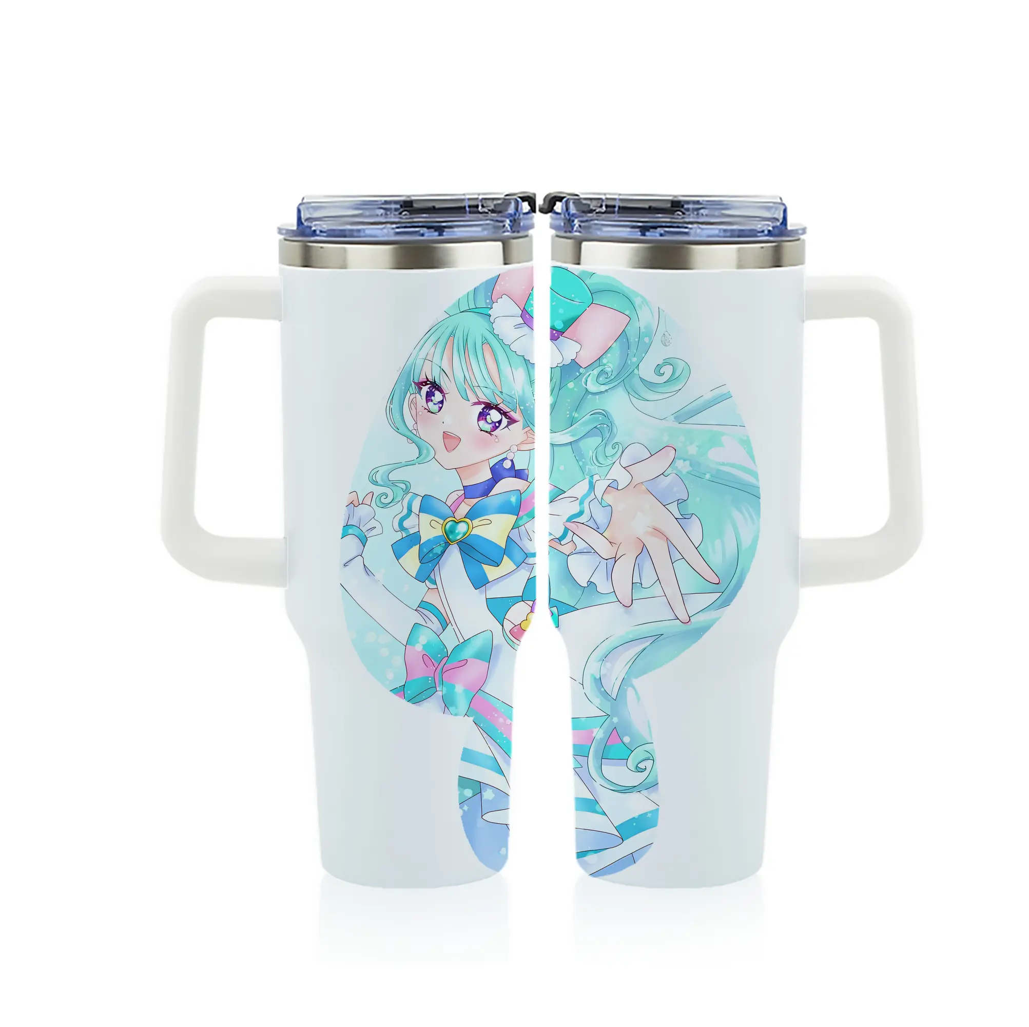 わんだふるぷりきゅあ グッズ 猫屋敷まゆ - 1200mL フルプリント車用タンブラー ・ 304ステンレス 内側 ・ 201ステンレス 外側 ・ 保温 保冷 ・ 通勤 ドライブ アウトドア用