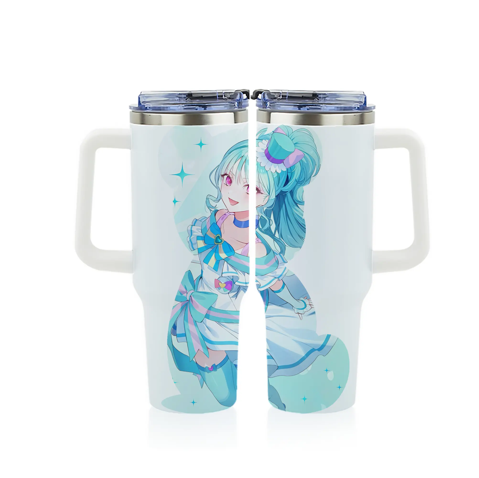 わんだふるぷりきゅあ グッズ 猫屋敷まゆ - 1200mL フルプリント車用タンブラー ・ 304ステンレス 内側 ・ 201ステンレス 外側 ・ 保温 保冷 ・ 通勤 ドライブ アウトドア用