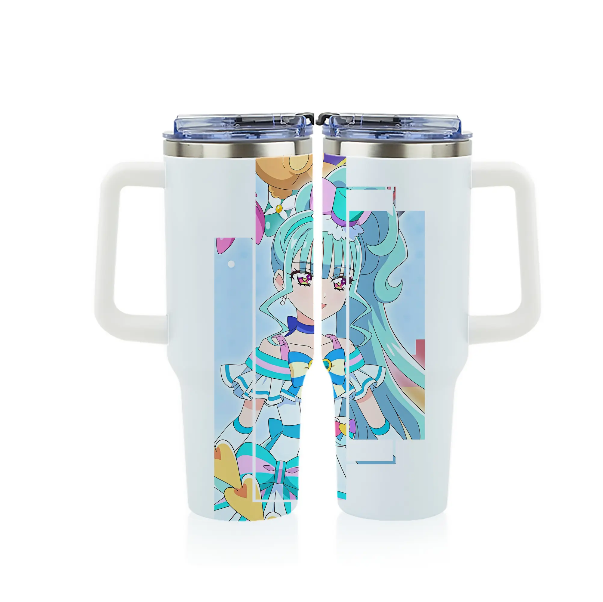 わんだふるぷりきゅあ グッズ 猫屋敷まゆ - 1200mL フルプリント車用タンブラー ・ 304ステンレス 内側 ・ 201ステンレス 外側 ・ 保温 保冷 ・ 通勤 ドライブ アウトドア用