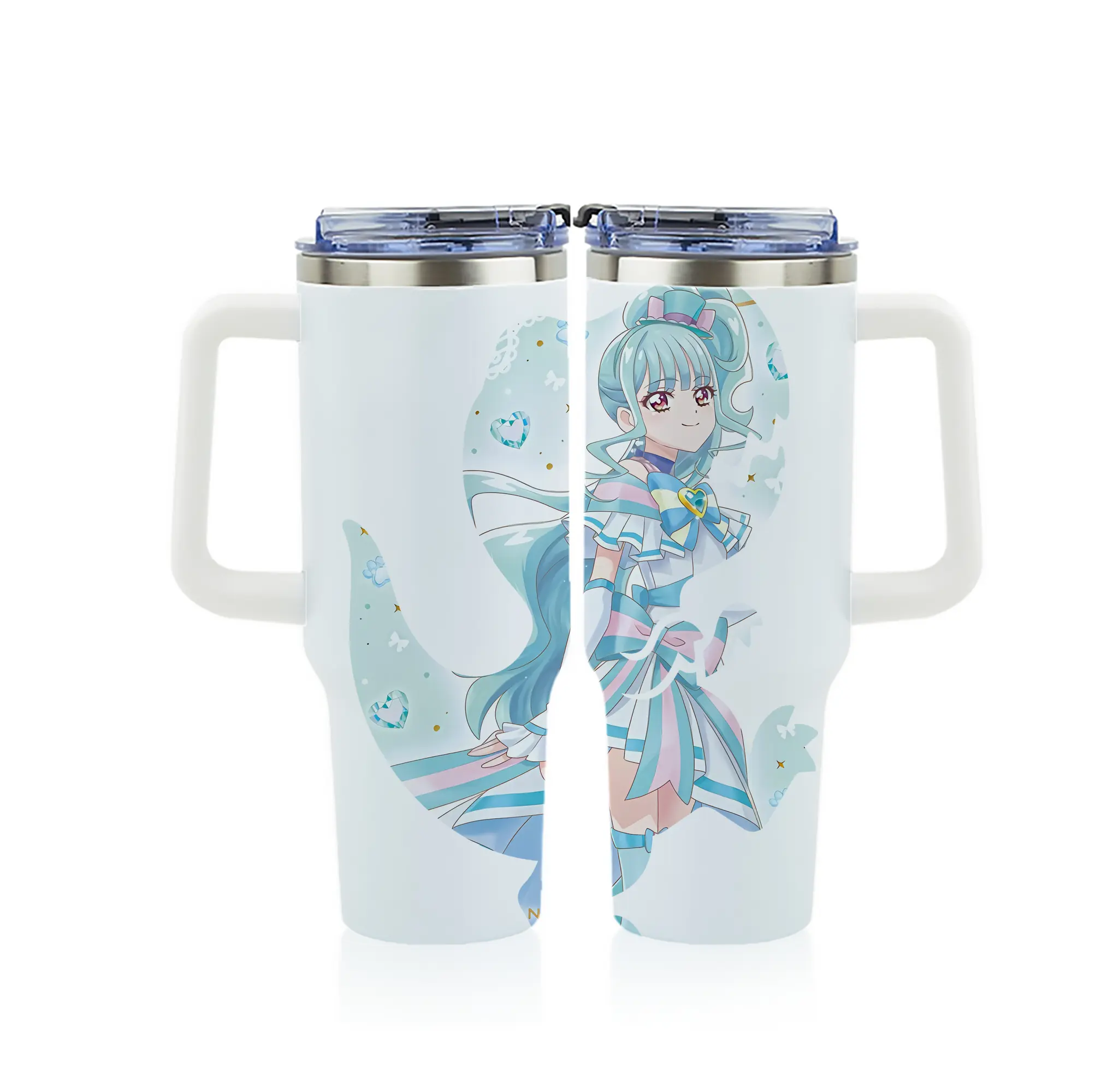 わんだふるぷりきゅあ グッズ 猫屋敷まゆ - 1200mL フルプリント車用タンブラー ・ 304ステンレス 内側 ・ 201ステンレス 外側 ・ 保温 保冷 ・ 通勤 ドライブ アウトドア用