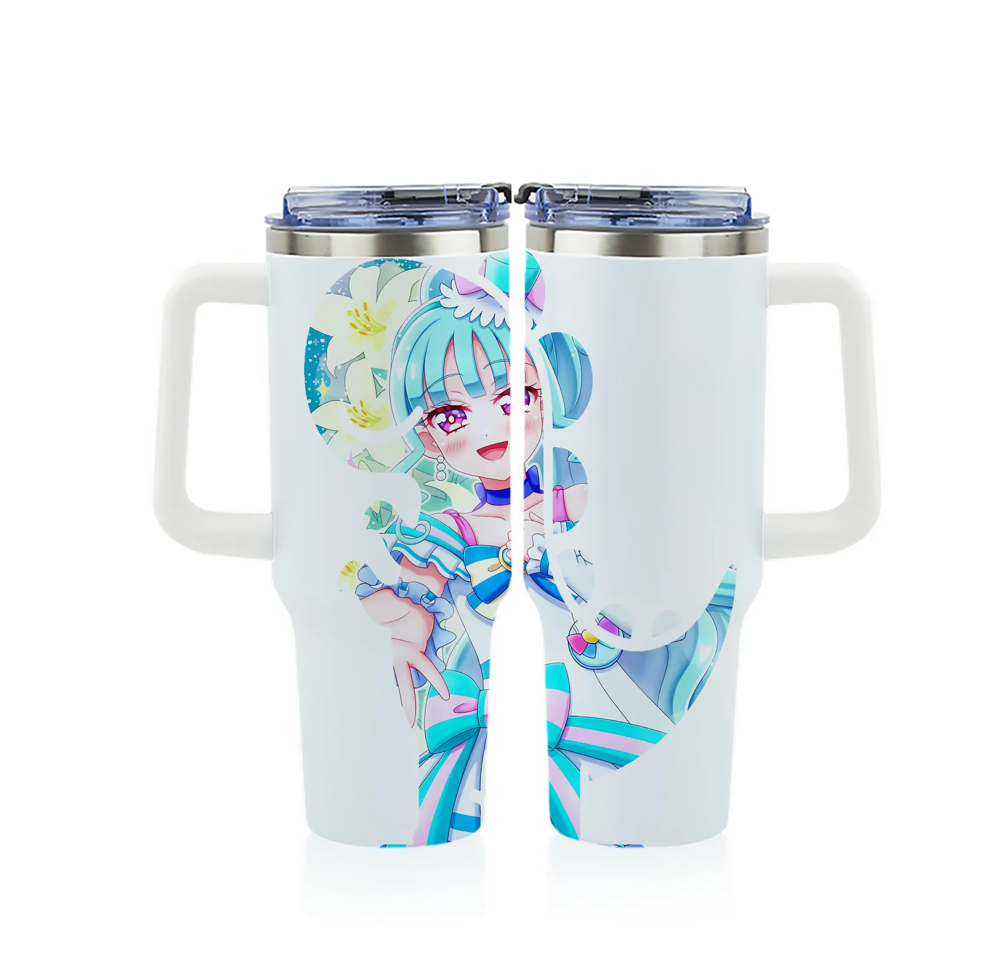 わんだふるぷりきゅあ グッズ 猫屋敷まゆ - 1200mL フルプリント車用タンブラー ・ 304ステンレス 内側 ・ 201ステンレス 外側 ・ 保温 保冷 ・ 通勤 ドライブ アウトドア用