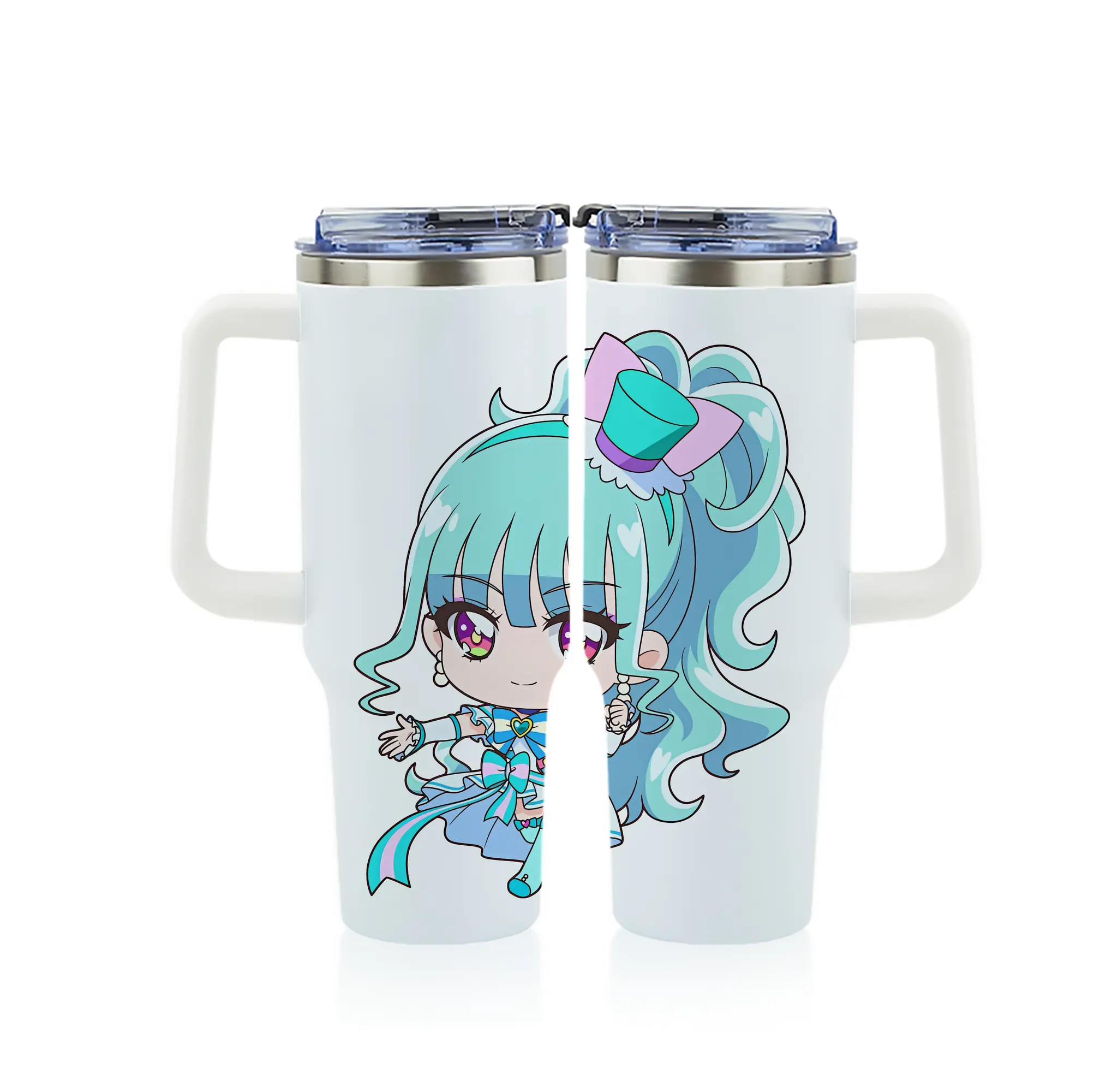 わんだふるぷりきゅあ グッズ 猫屋敷まゆ - 1200mL フルプリント車用タンブラー ・ 304ステンレス 内側 ・ 201ステンレス 外側 ・ 保温 保冷 ・ 通勤 ドライブ アウトドア用