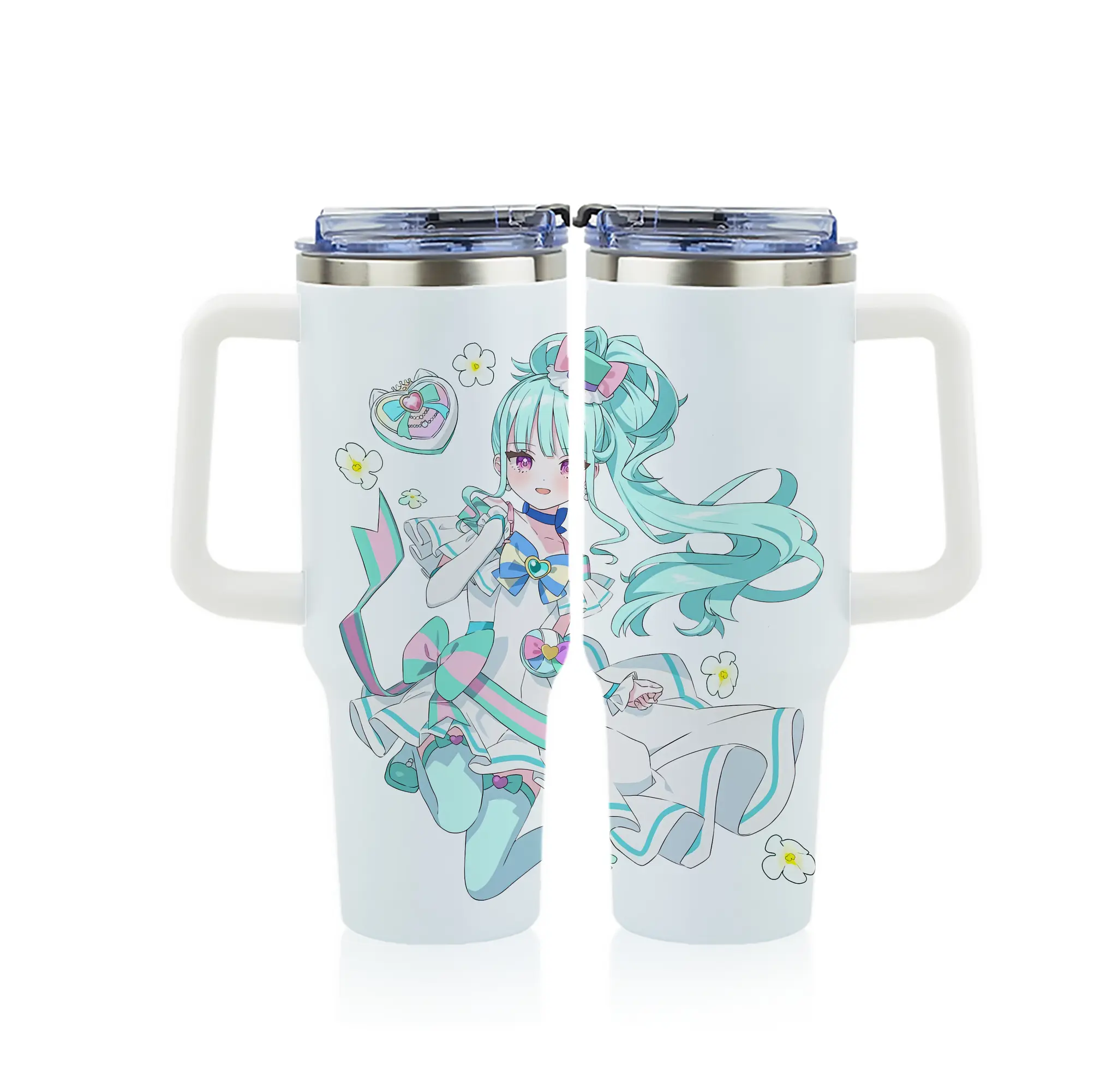 わんだふるぷりきゅあ グッズ 猫屋敷まゆ - 1200mL フルプリント車用タンブラー ・ 304ステンレス 内側 ・ 201ステンレス 外側 ・ 保温 保冷 ・ 通勤 ドライブ アウトドア用