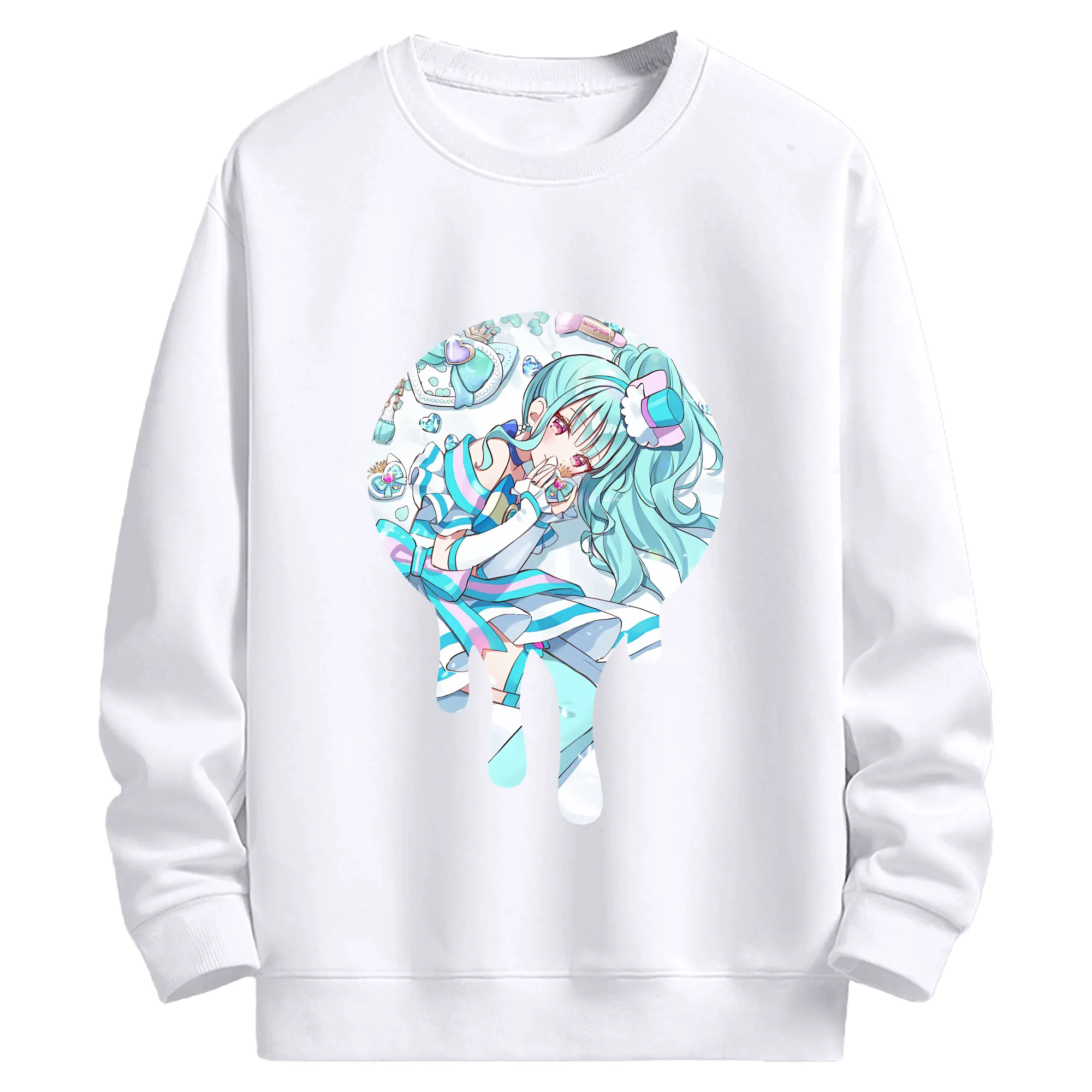 わんだふるぷりきゅあ グッズ 猫屋敷まゆ - 高品質 クルーネック スウェット ・ コットン59％ ポリエステル41％ ・ ユニセックス 長袖 トレーナー ・ カジュアル デイリー スポーツ 散歩用