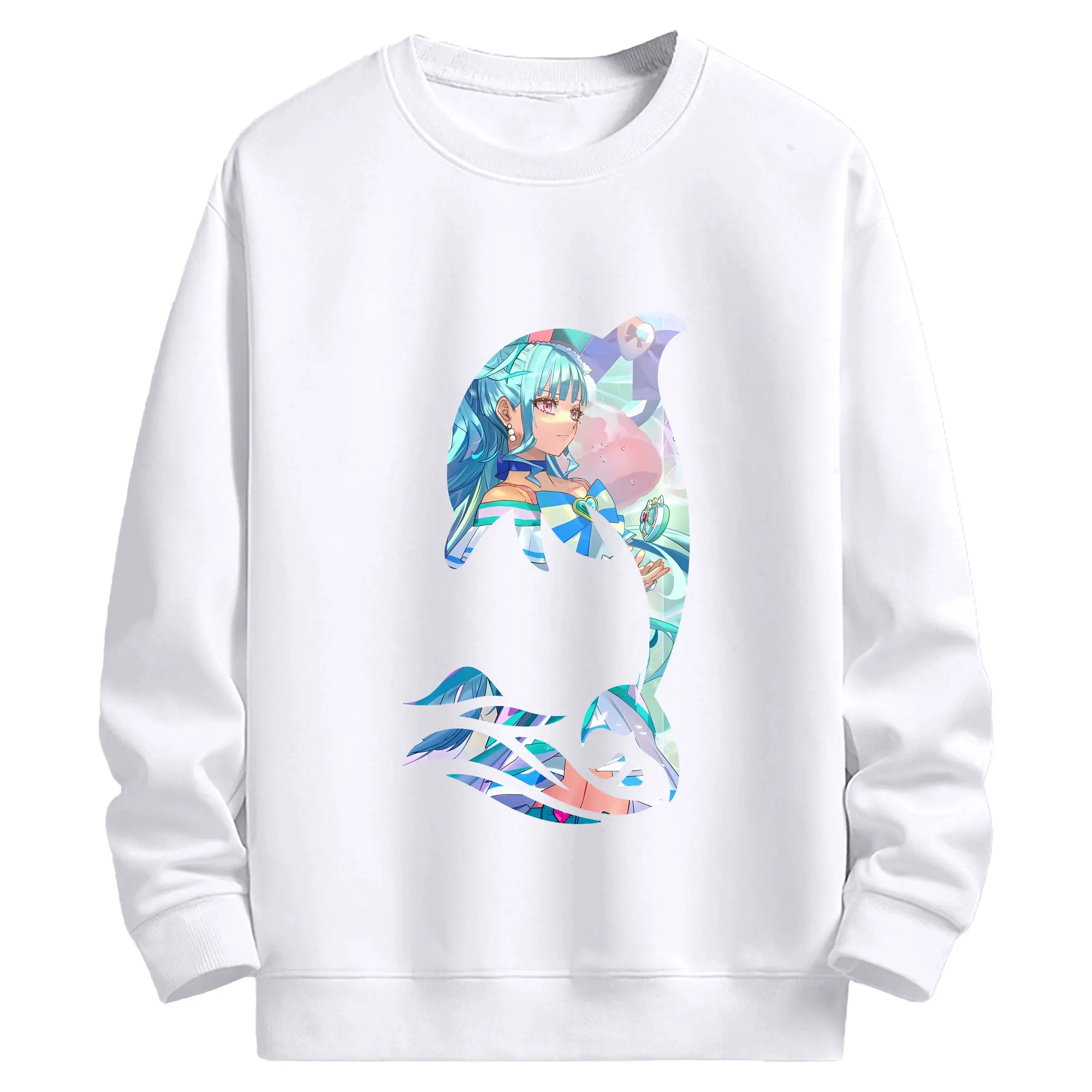 わんだふるぷりきゅあ グッズ 猫屋敷まゆ - 高品質 クルーネック スウェット ・ コットン59％ ポリエステル41％ ・ ユニセックス 長袖 トレーナー ・ カジュアル デイリー スポーツ 散歩用