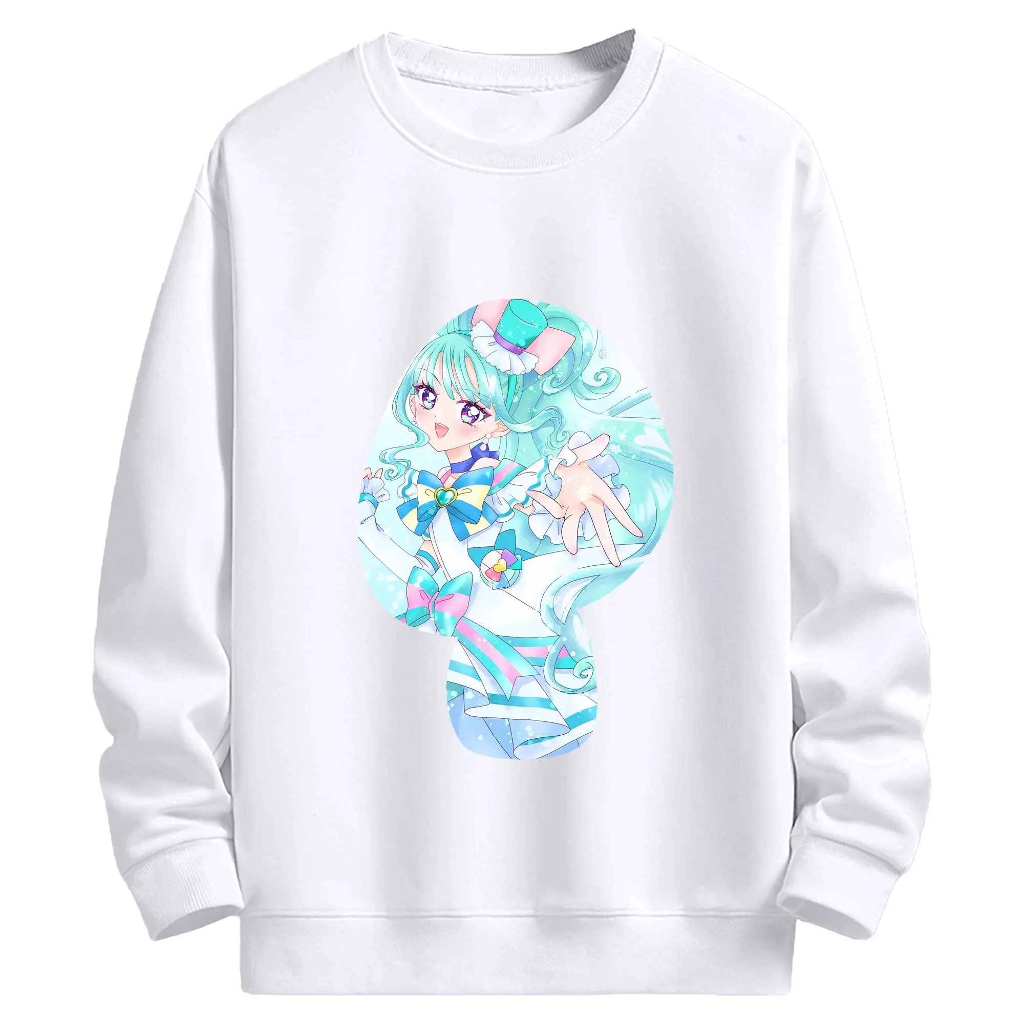 わんだふるぷりきゅあ グッズ 猫屋敷まゆ - 高品質 クルーネック スウェット ・ コットン59％ ポリエステル41％ ・ ユニセックス 長袖 トレーナー ・ カジュアル デイリー スポーツ 散歩用