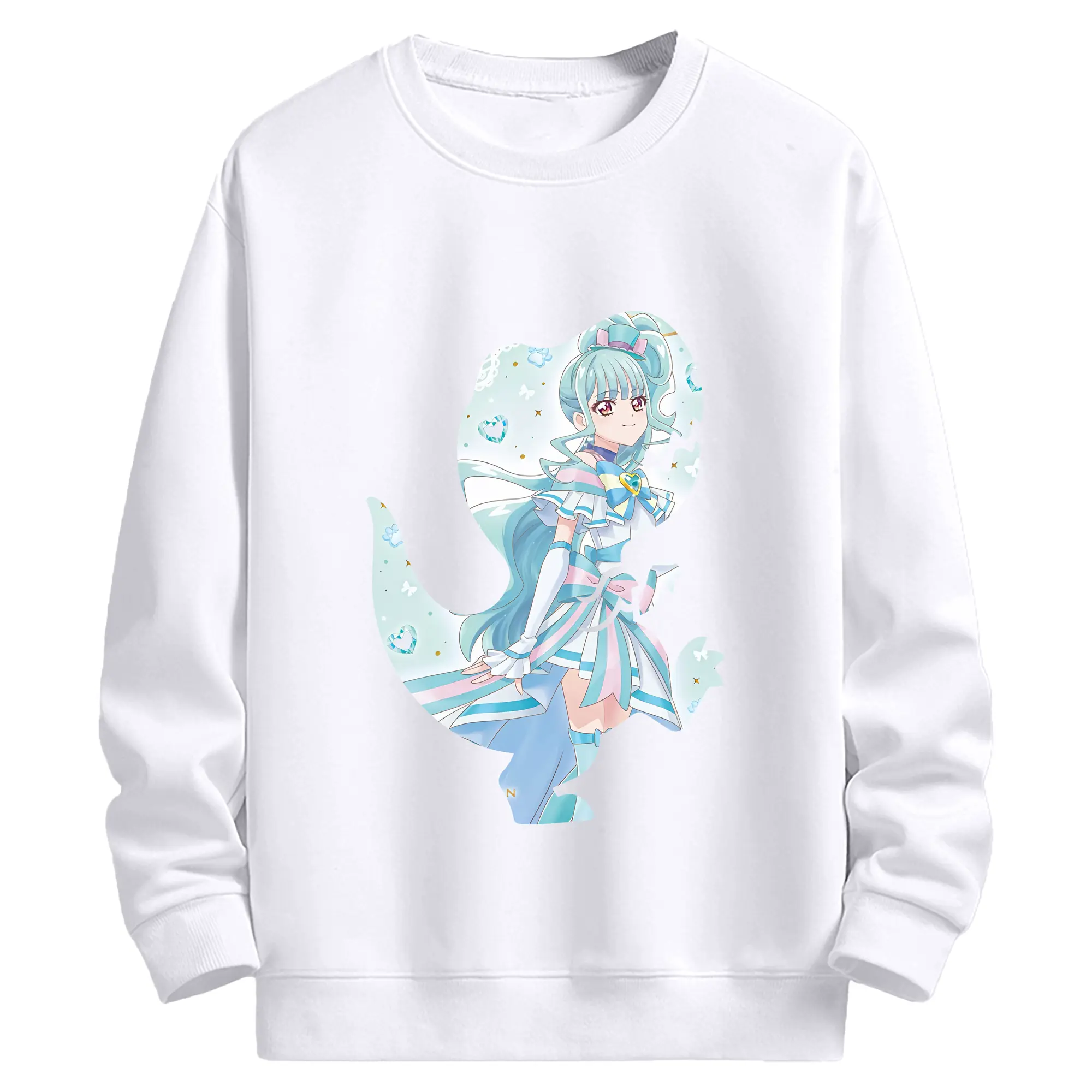 わんだふるぷりきゅあ グッズ 猫屋敷まゆ - 高品質 クルーネック スウェット ・ コットン59％ ポリエステル41％ ・ ユニセックス 長袖 トレーナー ・ カジュアル デイリー スポーツ 散歩用