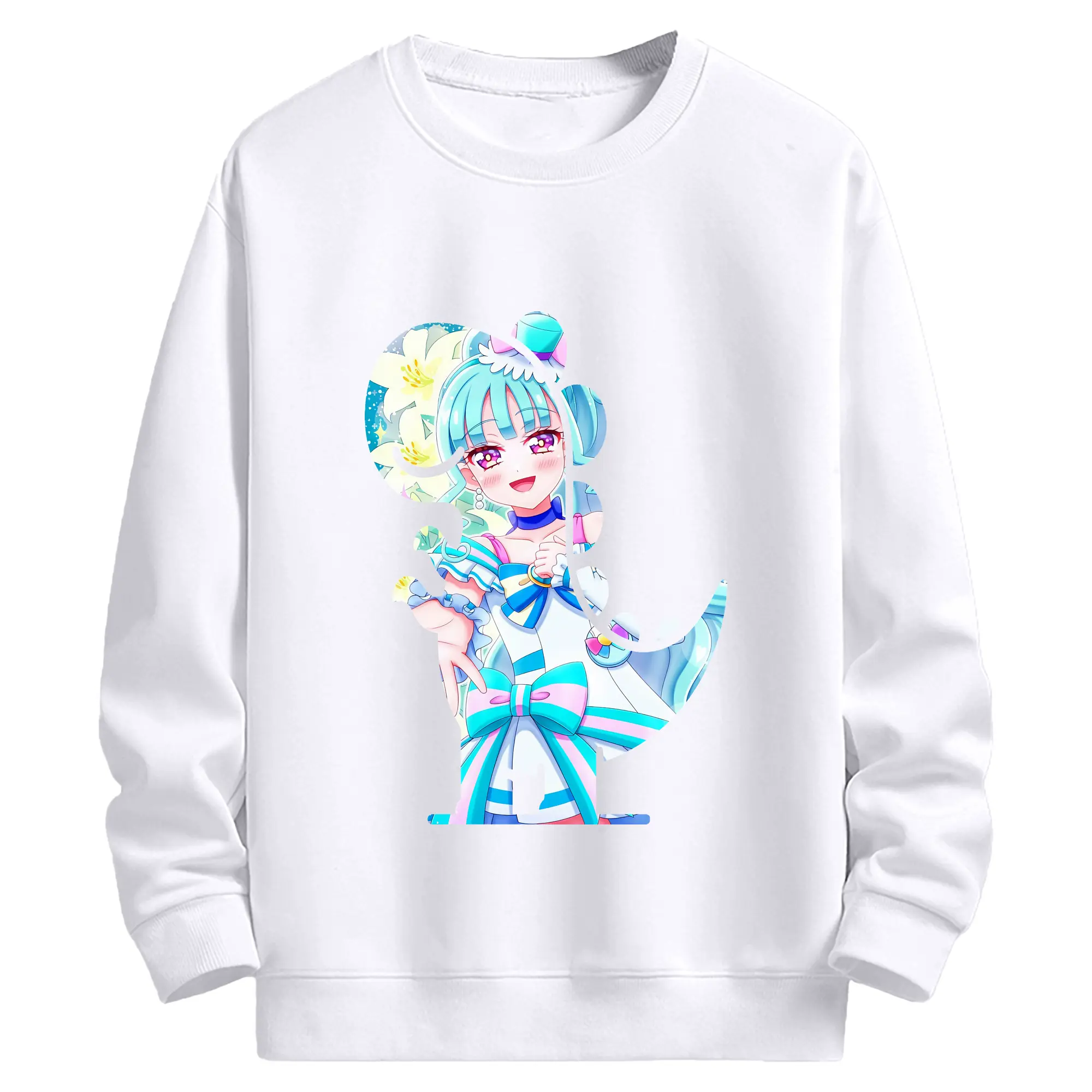 わんだふるぷりきゅあ グッズ 猫屋敷まゆ - 高品質 クルーネック スウェット ・ コットン59％ ポリエステル41％ ・ ユニセックス 長袖 トレーナー ・ カジュアル デイリー スポーツ 散歩用