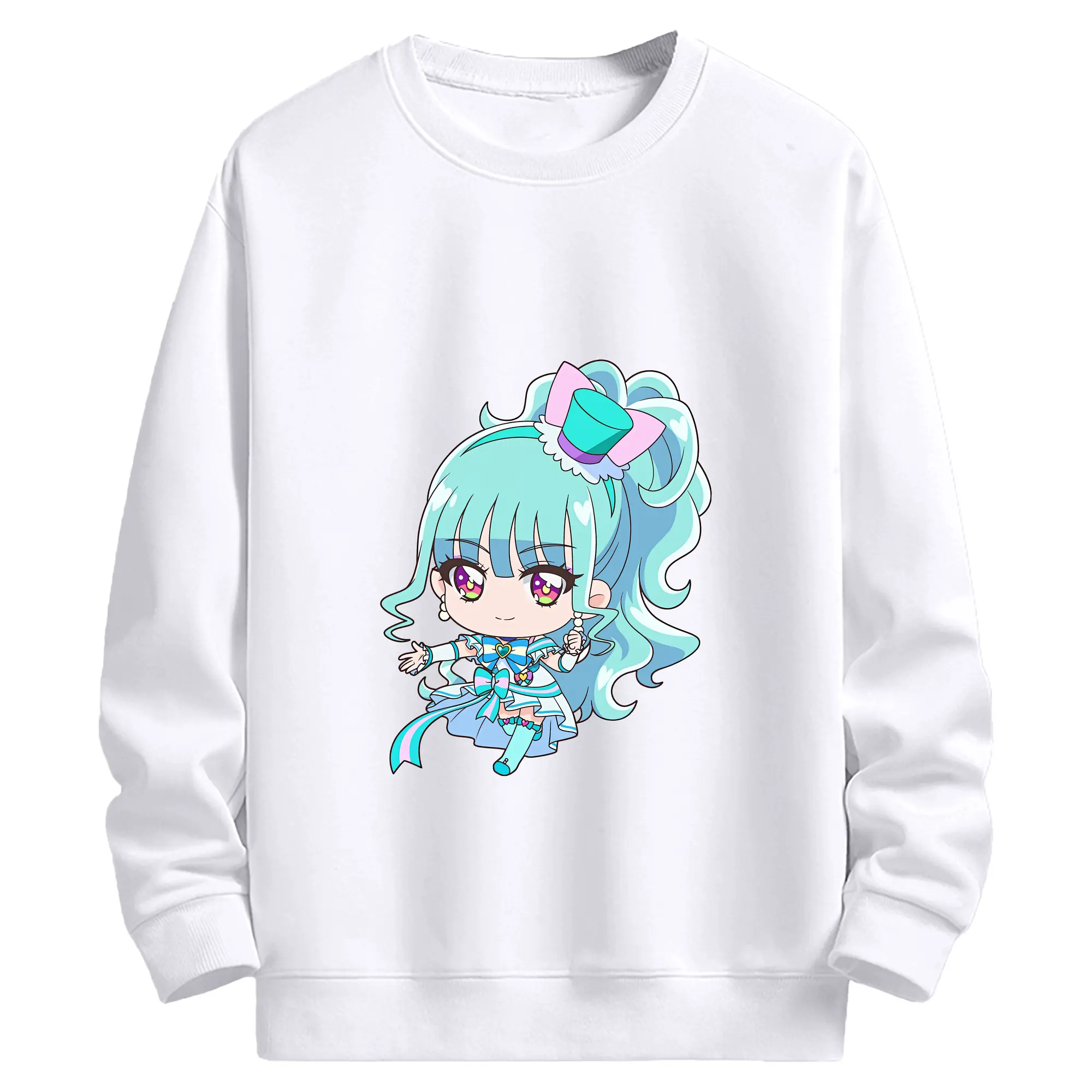 わんだふるぷりきゅあ グッズ 猫屋敷まゆ - 高品質 クルーネック スウェット ・ コットン59％ ポリエステル41％ ・ ユニセックス 長袖 トレーナー ・ カジュアル デイリー スポーツ 散歩用