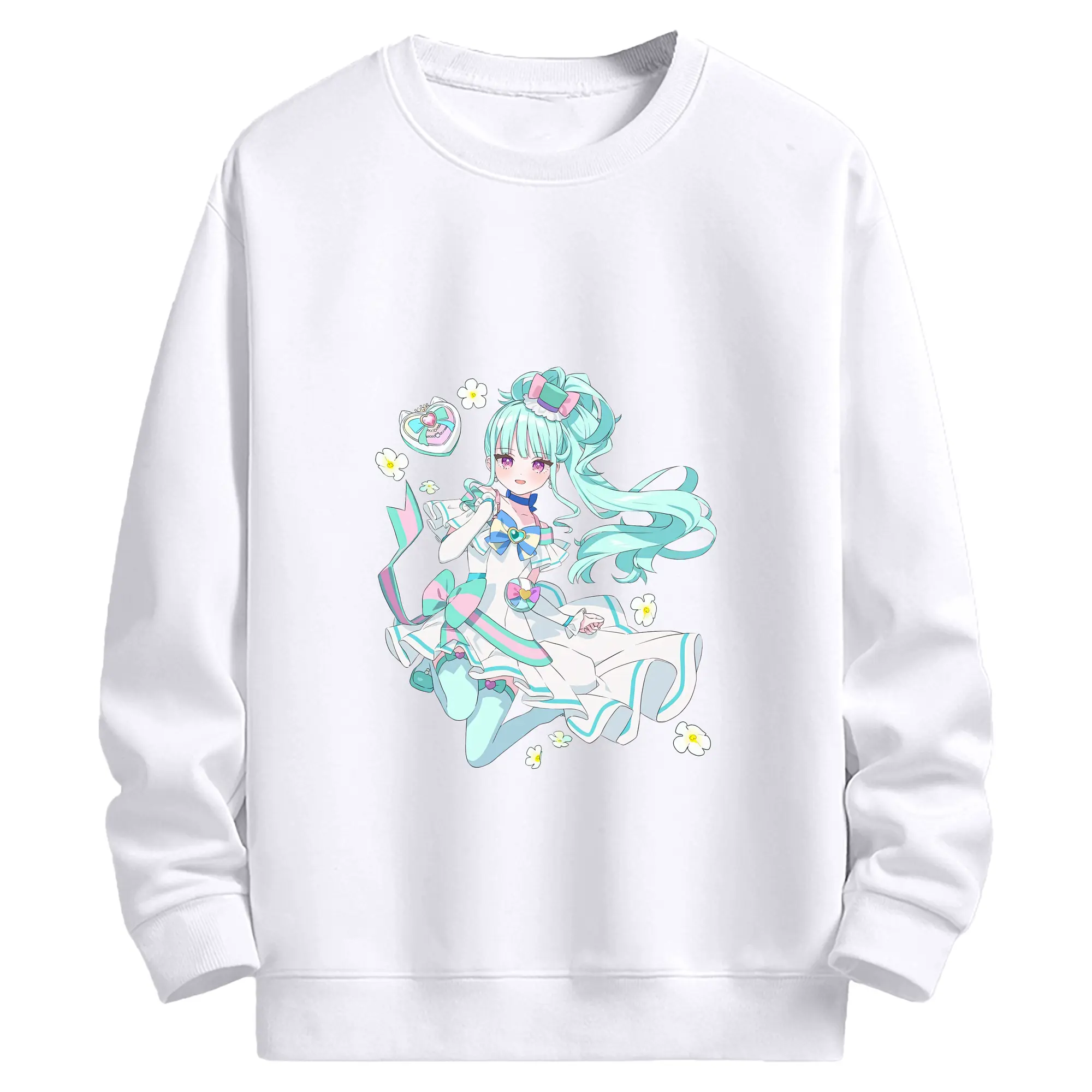 わんだふるぷりきゅあ グッズ 猫屋敷まゆ - 高品質 クルーネック スウェット ・ コットン59％ ポリエステル41％ ・ ユニセックス 長袖 トレーナー ・ カジュアル デイリー スポーツ 散歩用