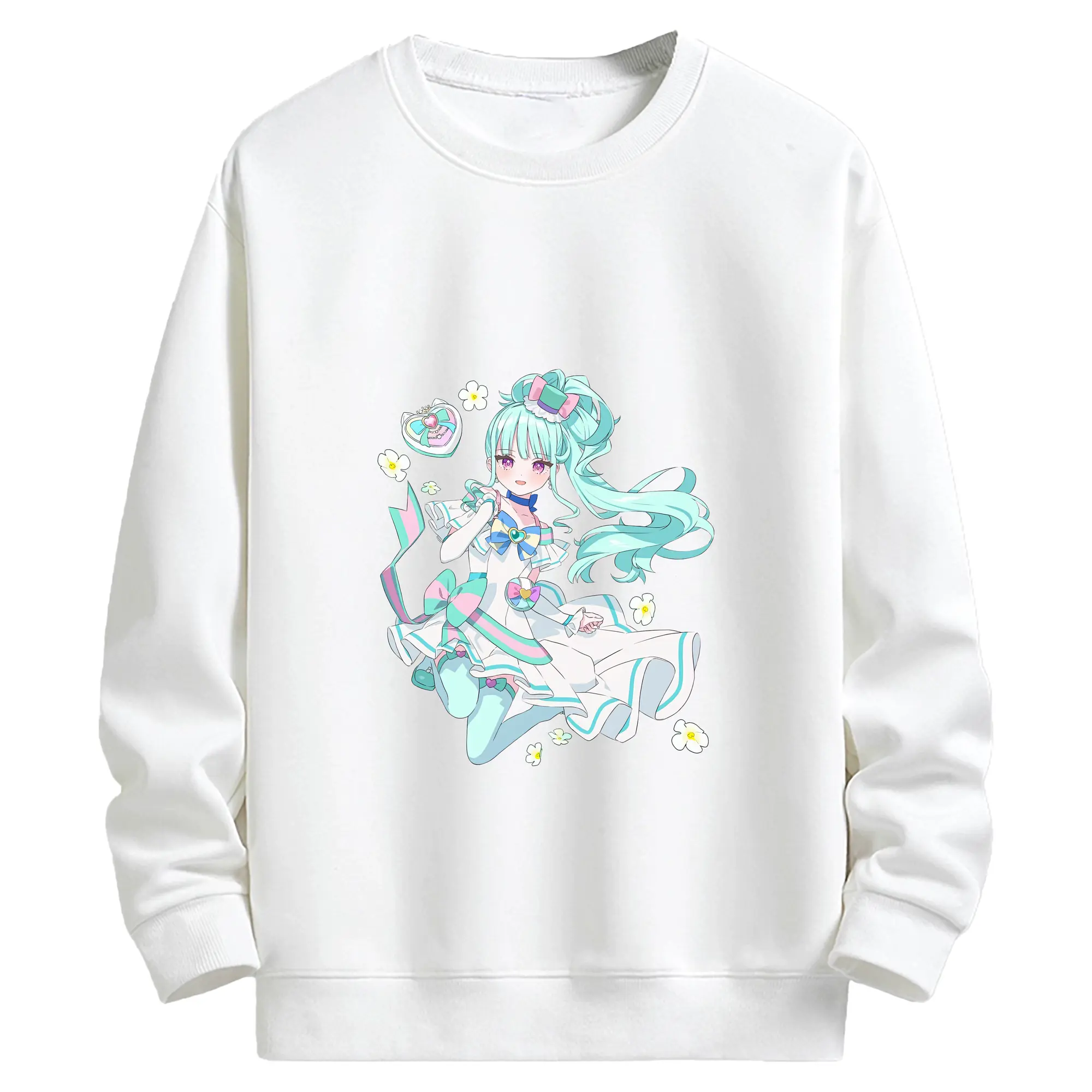 わんだふるぷりきゅあ グッズ 猫屋敷まゆ - キッズ クルーネックスウェットシャツ ・ フロントプリント ・ 綿80％ ポリエステル20％ ・ 快適 通学 スポーツ 日常使い お散歩用