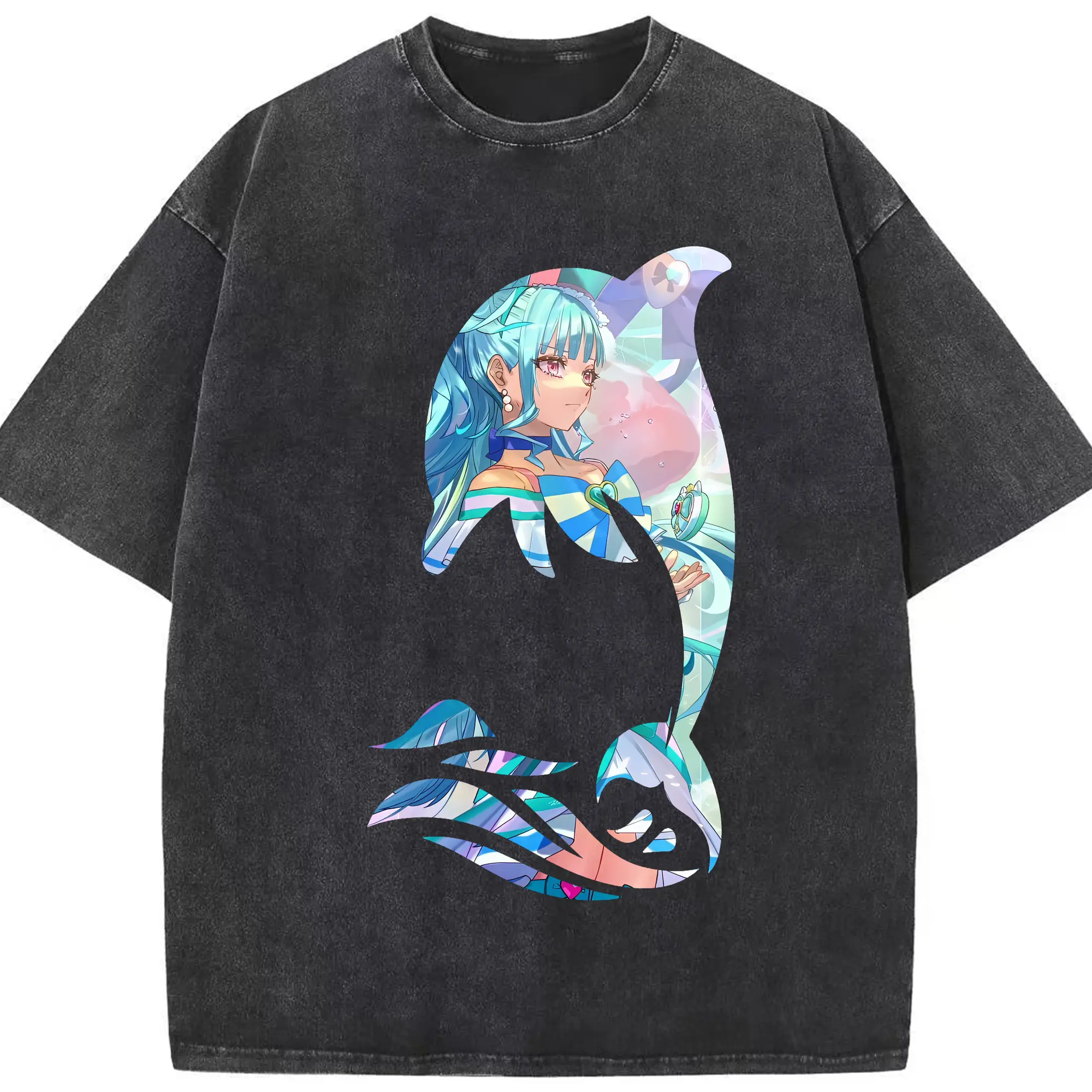 わんだふるぷりきゅあ グッズ 猫屋敷まゆ - 綿100％ ヴィンテージ風 半袖Tシャツ ・ フロントプリント ・ 柔らか肌触り ・ 通気性 快適 ・ スポーツ カジュアル 外出用