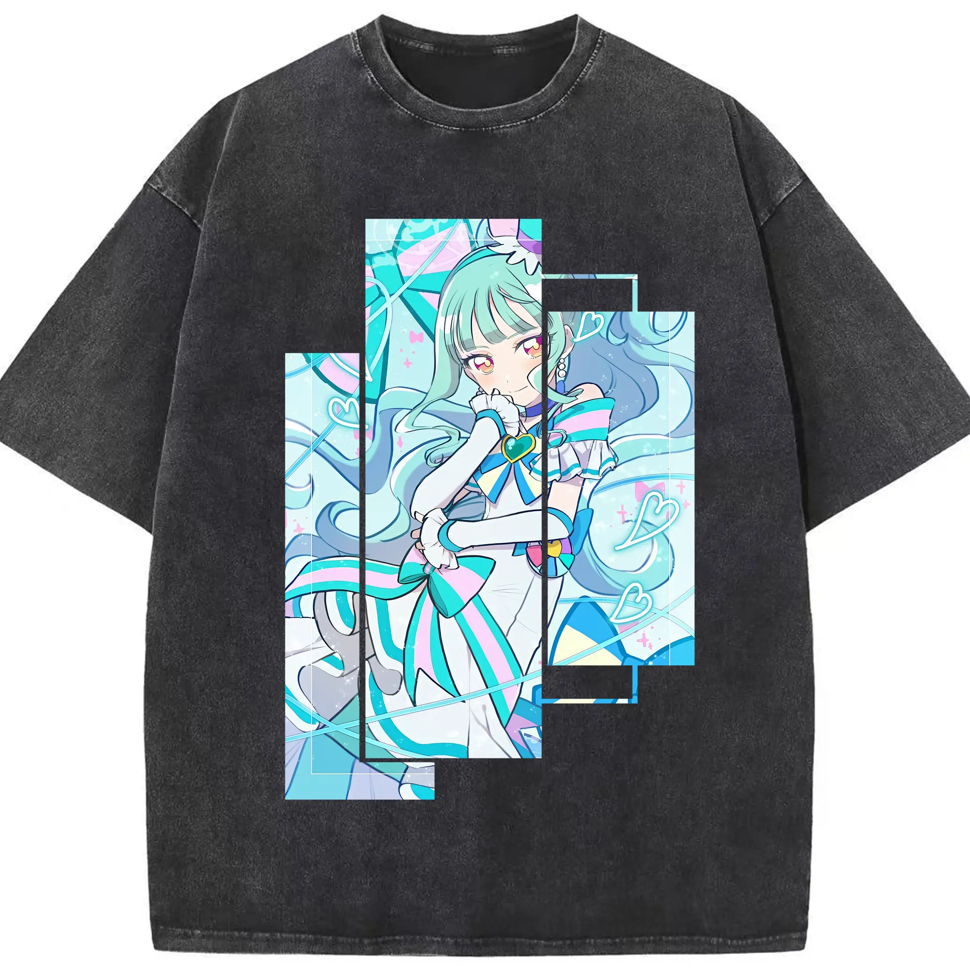 わんだふるぷりきゅあ グッズ 猫屋敷まゆ - 綿100％ ヴィンテージ風 半袖Tシャツ ・ フロントプリント ・ 柔らか肌触り ・ 通気性 快適 ・ スポーツ カジュアル 外出用