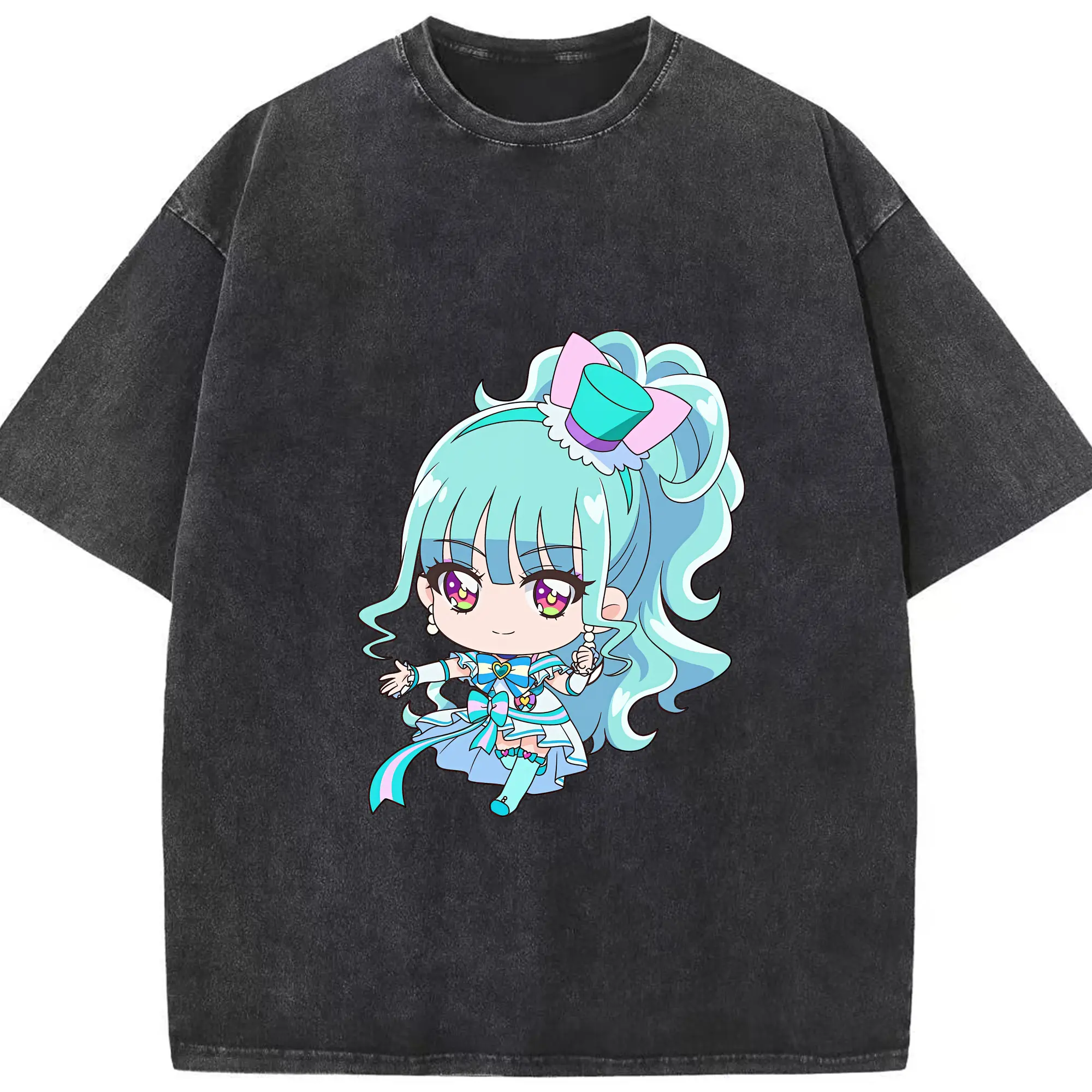 わんだふるぷりきゅあ グッズ 猫屋敷まゆ - 綿100％ ヴィンテージ風 半袖Tシャツ ・ フロントプリント ・ 柔らか肌触り ・ 通気性 快適 ・ スポーツ カジュアル 外出用