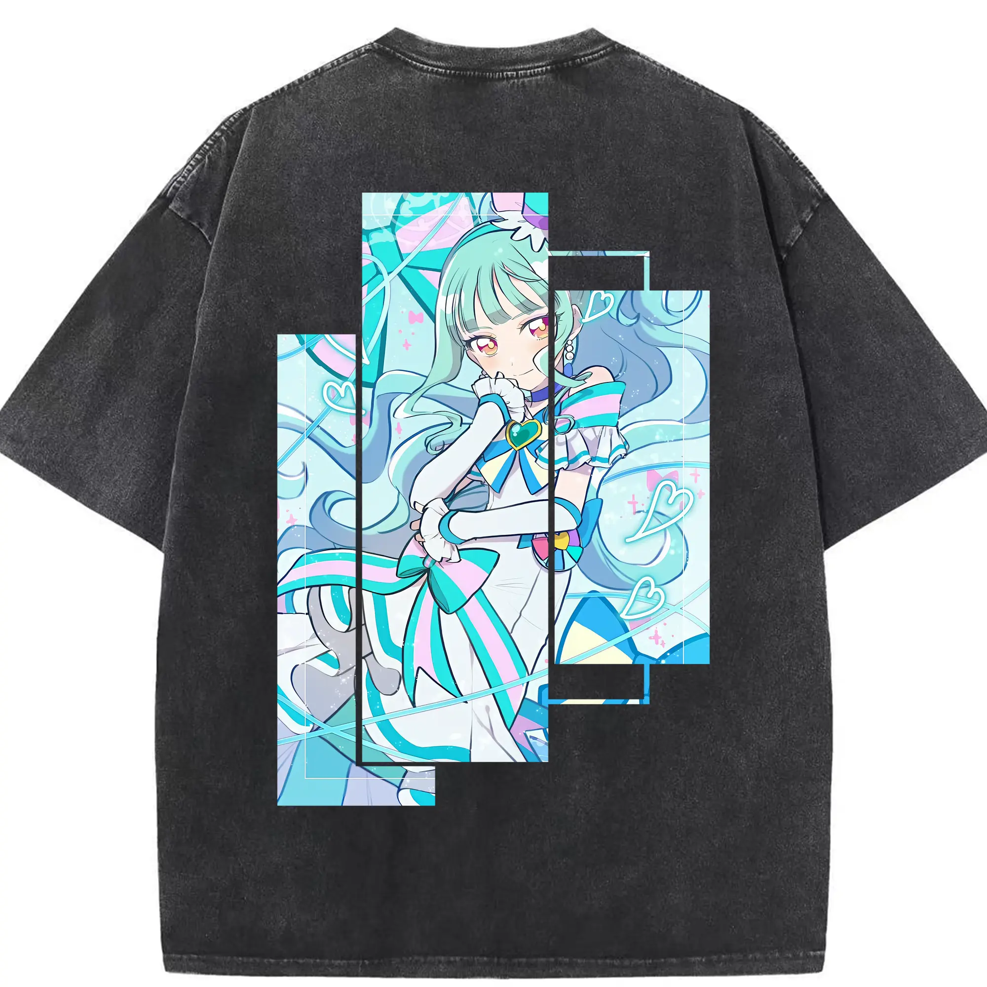 わんだふるぷりきゅあ グッズ 猫屋敷まゆ - 綿100％ ヴィンテージ風 半袖Tシャツ ・ 背面プリント ・ 柔らか肌触り ・ 通気性 快適 ・ スポーツ カジュアル 外出用