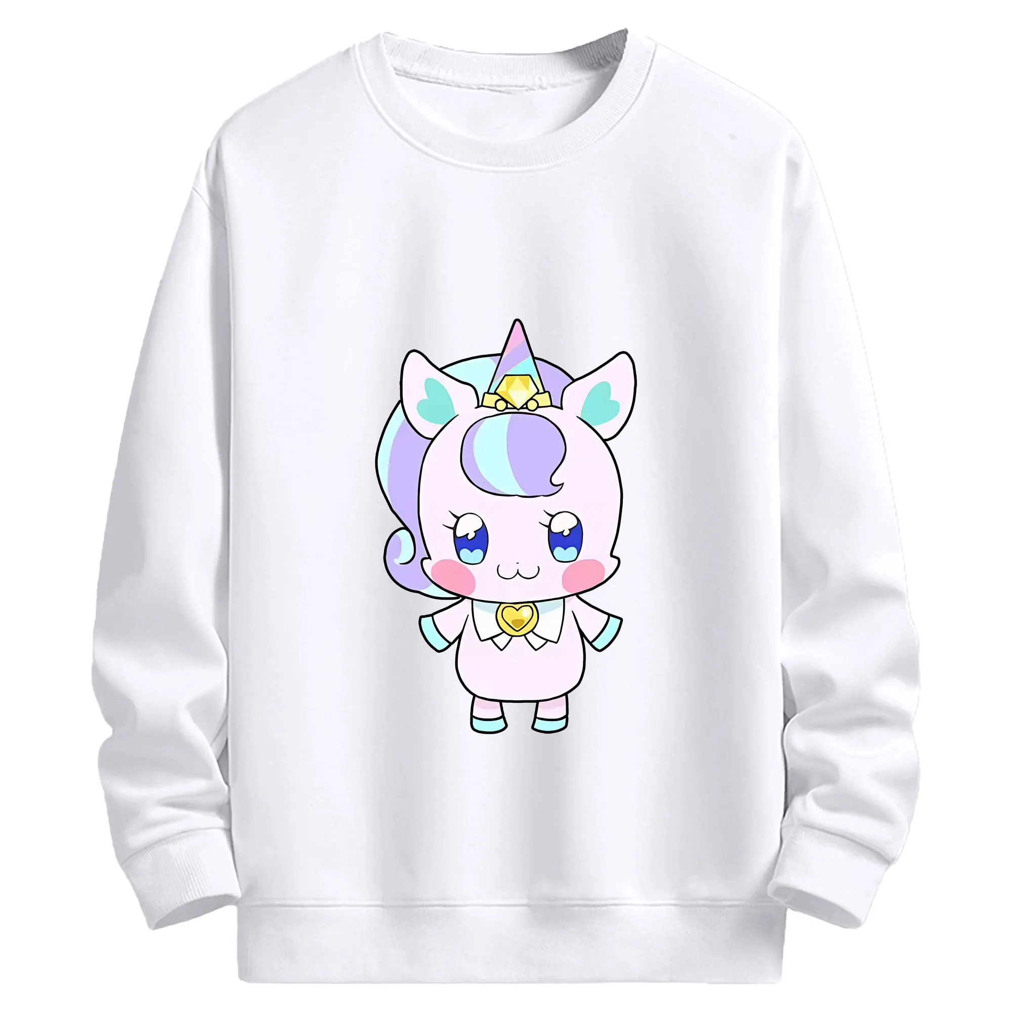 わんだふるぷりきゅあ グッズ ニコ - 高品質 クルーネック スウェット ・ コットン59％ ポリエステル41％ ・ ユニセックス 長袖 トレーナー ・ カジュアル デイリー スポーツ 散歩用