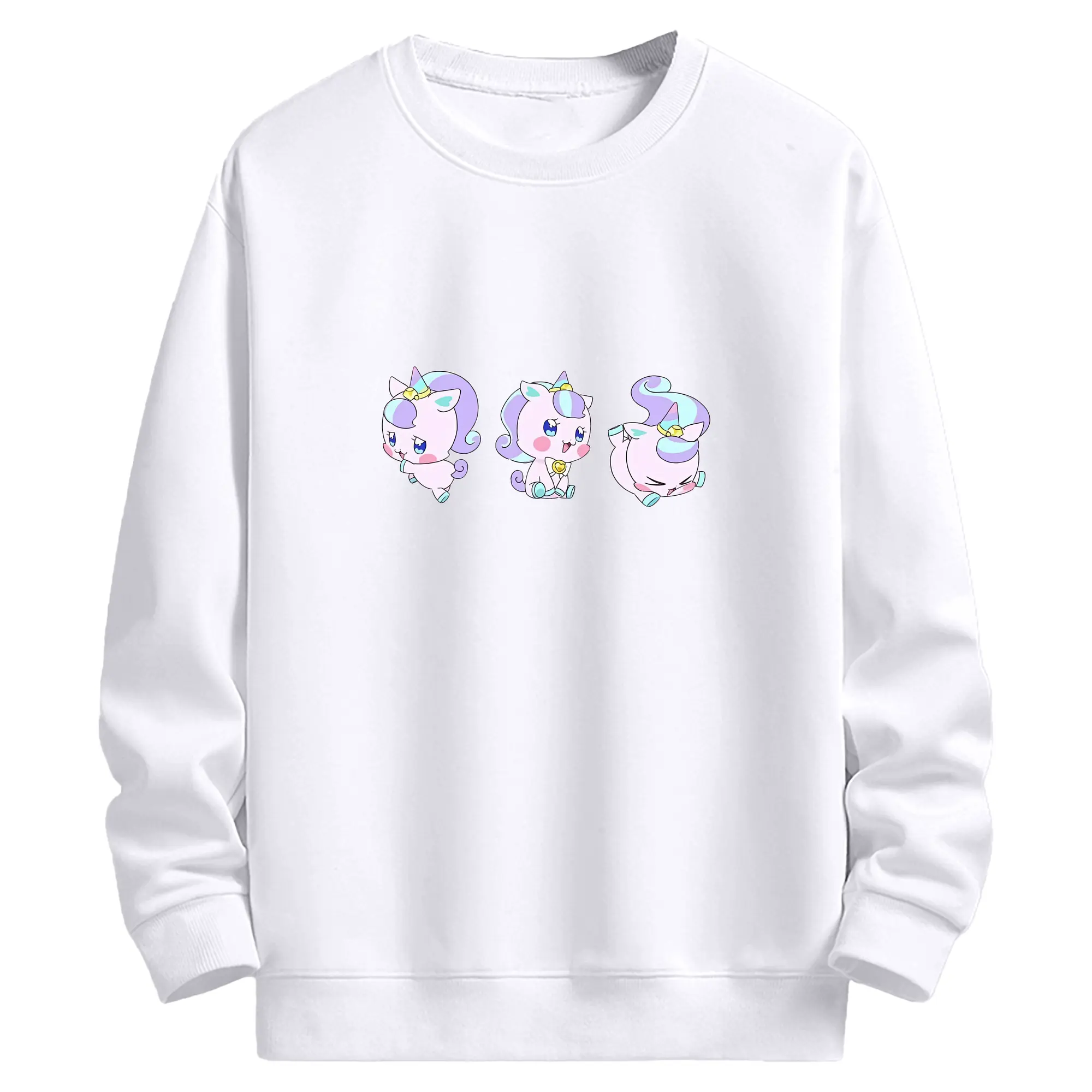 わんだふるぷりきゅあ グッズ ニコ - 高品質 クルーネック スウェット ・ コットン59％ ポリエステル41％ ・ ユニセックス 長袖 トレーナー ・ カジュアル デイリー スポーツ 散歩用