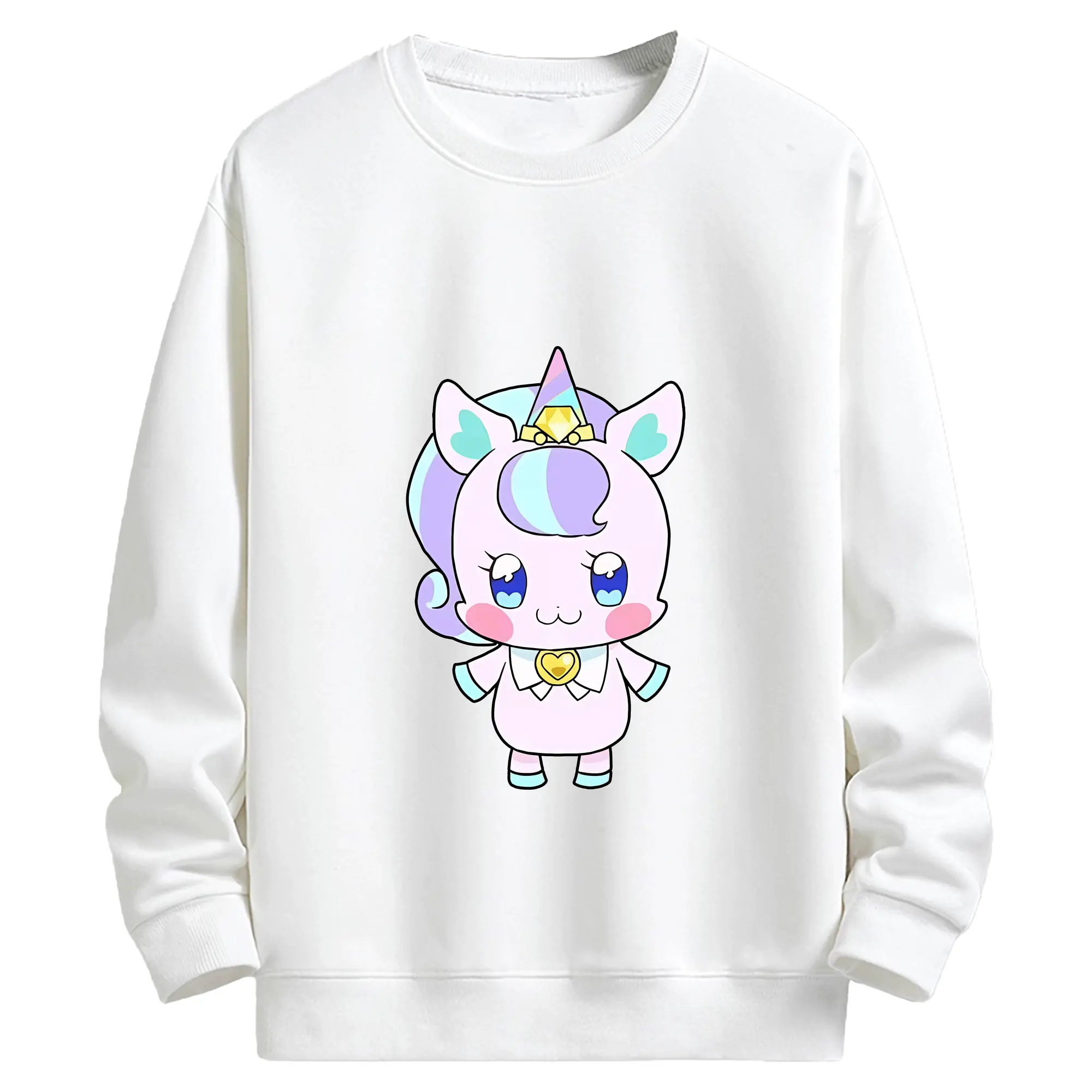 わんだふるぷりきゅあ グッズ ニコ - キッズ クルーネックスウェットシャツ ・ フロントプリント ・ 綿80％ ポリエステル20％ ・ 快適 通学 スポーツ 日常使い お散歩用