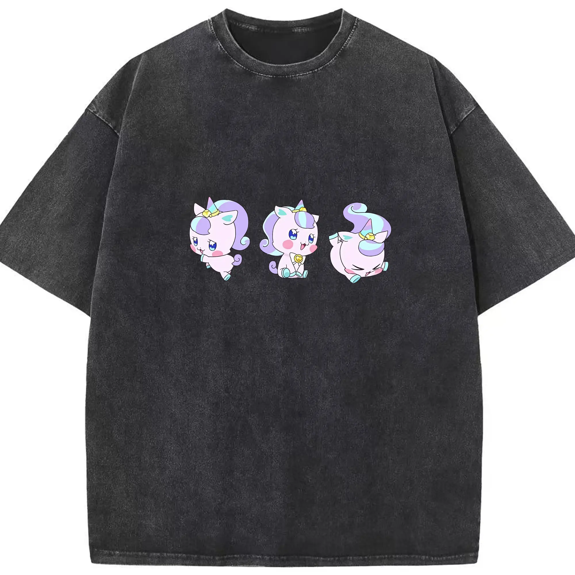 わんだふるぷりきゅあ グッズ ニコ - 綿100％ ヴィンテージ風 半袖Tシャツ ・ フロントプリント ・ 柔らか肌触り ・ 通気性 快適 ・ スポーツ カジュアル 外出用