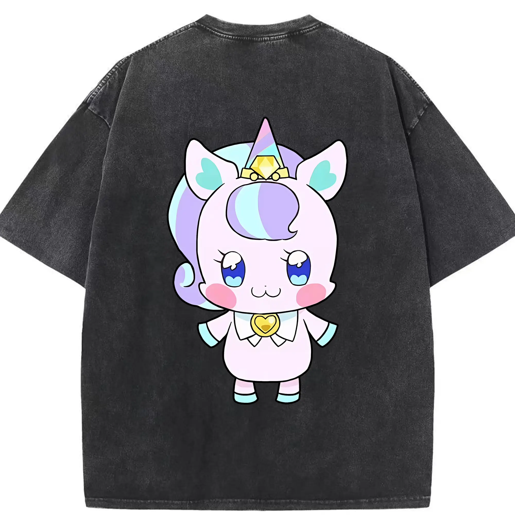わんだふるぷりきゅあ グッズ ニコ - 綿100％ ヴィンテージ風 半袖Tシャツ ・ 背面プリント ・ 柔らか肌触り ・ 通気性 快適 ・ スポーツ カジュアル 外出用