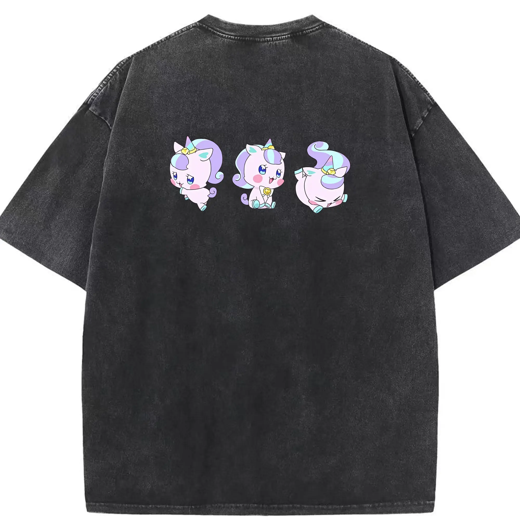 わんだふるぷりきゅあ グッズ ニコ - 綿100％ ヴィンテージ風 半袖Tシャツ ・ 背面プリント ・ 柔らか肌触り ・ 通気性 快適 ・ スポーツ カジュアル 外出用