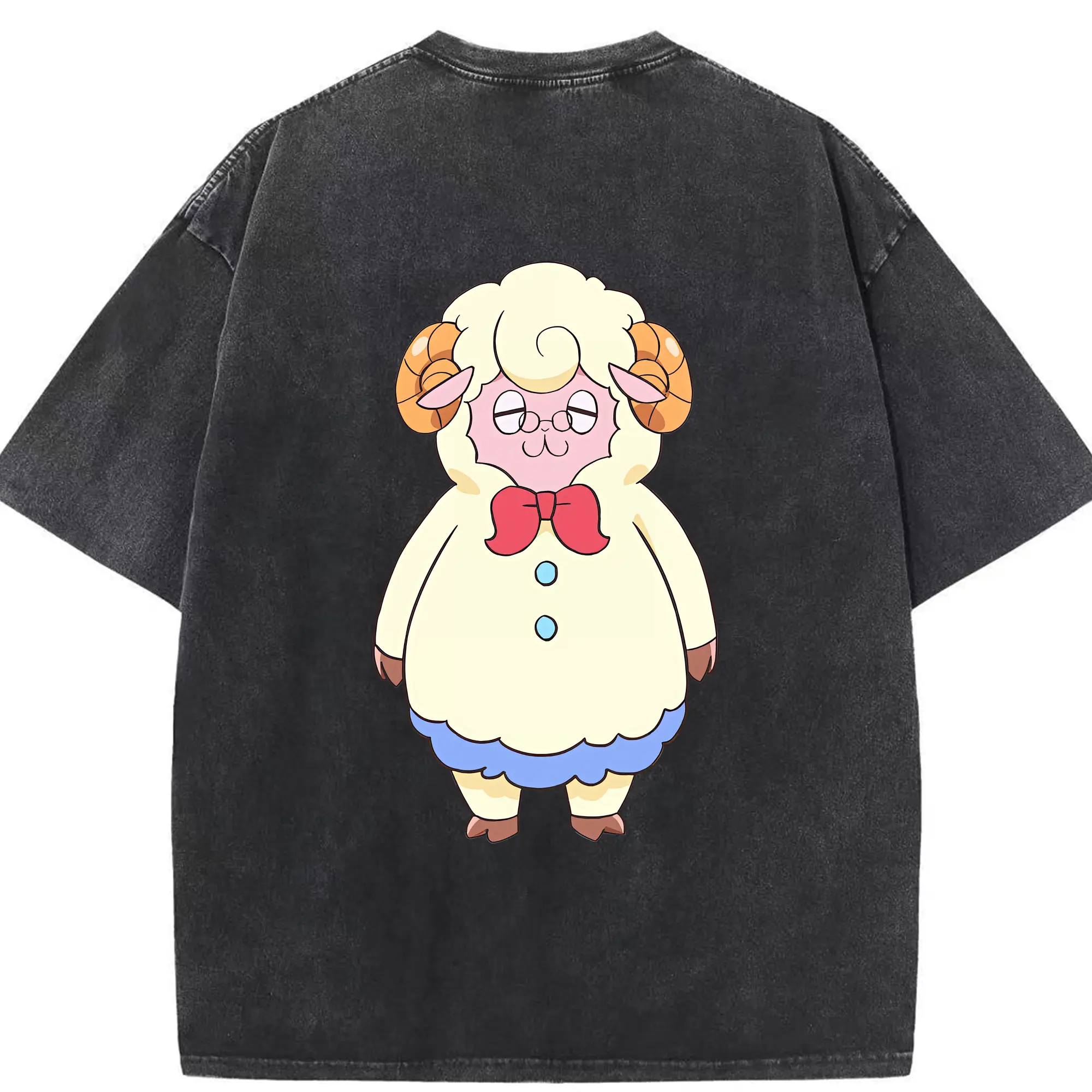 わんだふるぷりきゅあ グッズ メエメエ - 綿100％ ヴィンテージ風 半袖Tシャツ ・ 背面プリント ・ 柔らか肌触り ・ 通気性 快適 ・ スポーツ カジュアル 外出用