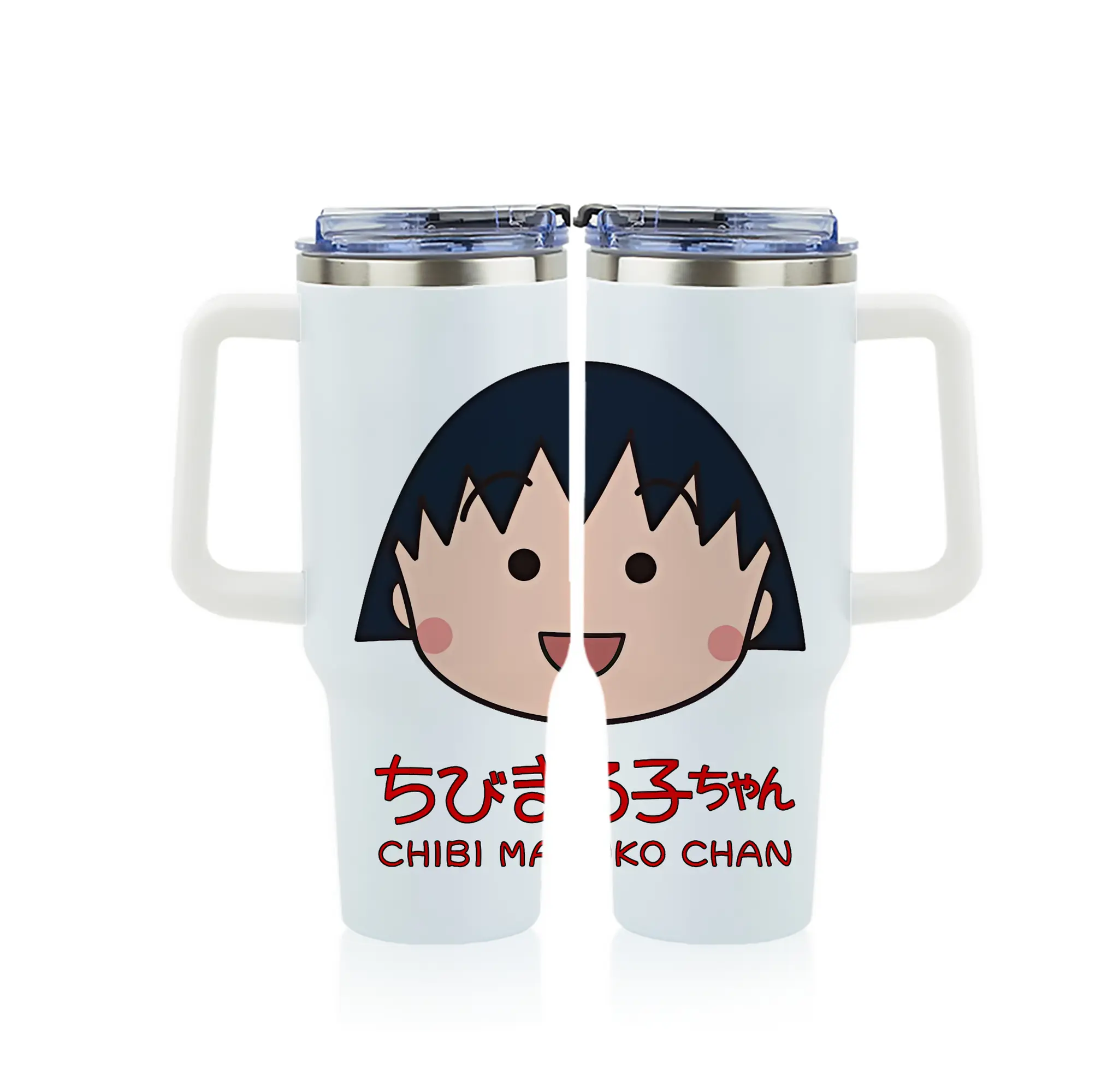 ちびまる子ちゃん グッズ さくら ももこ - 1200mL フルプリント車用タンブラー ・ 304ステンレス 内側 ・ 201ステンレス 外側 ・ 保温 保冷 ・ 通勤 ドライブ アウトドア用