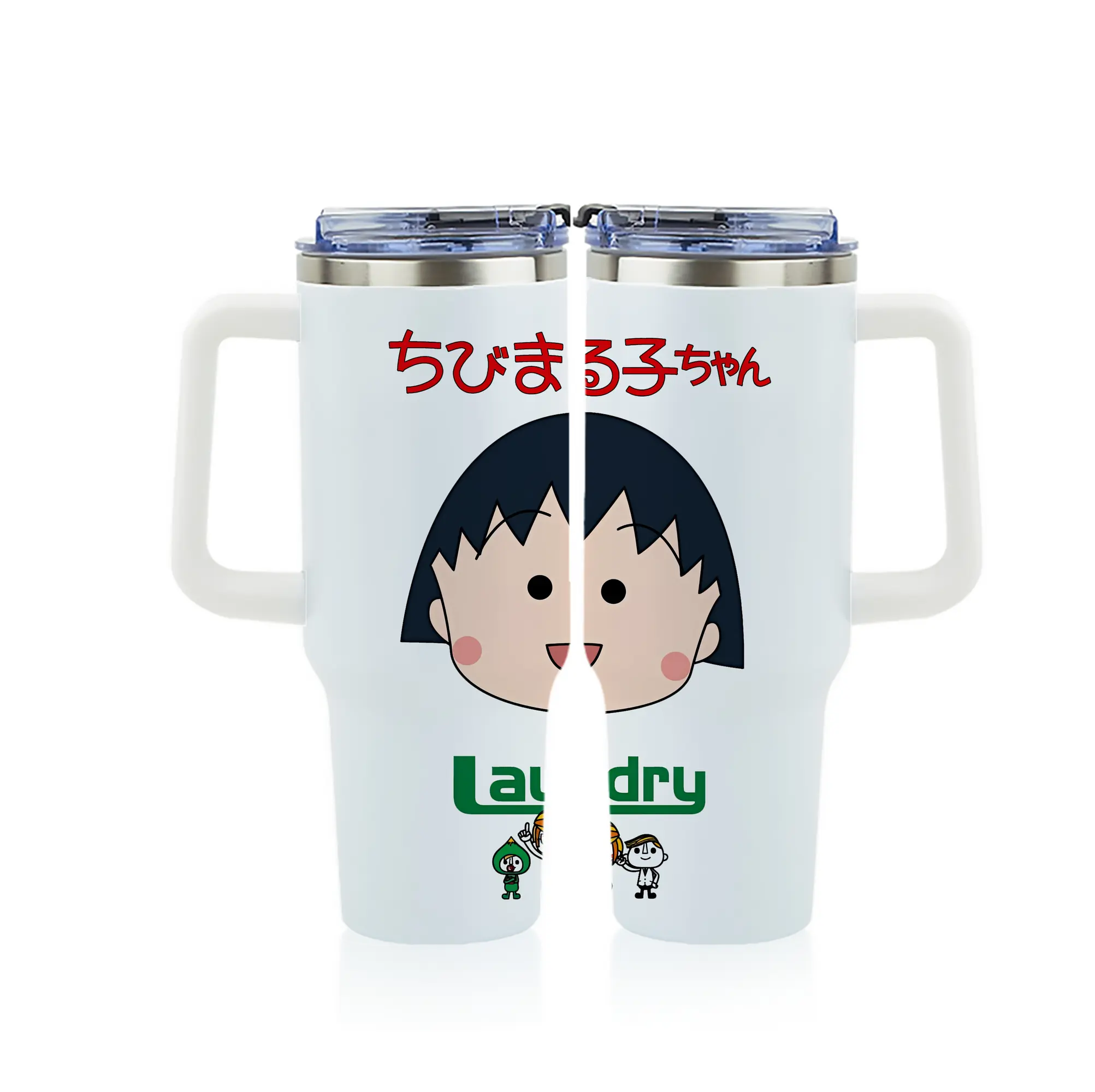 ちびまる子ちゃん グッズ さくら ももこ - 1200mL フルプリント車用タンブラー ・ 304ステンレス 内側 ・ 201ステンレス 外側 ・ 保温 保冷 ・ 通勤 ドライブ アウトドア用