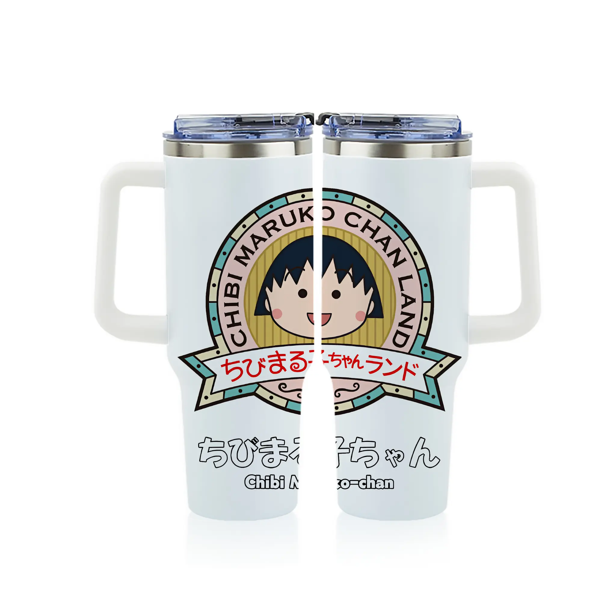 ちびまる子ちゃん グッズ さくら ももこ - 1200mL フルプリント車用タンブラー ・ 304ステンレス 内側 ・ 201ステンレス 外側 ・ 保温 保冷 ・ 通勤 ドライブ アウトドア用