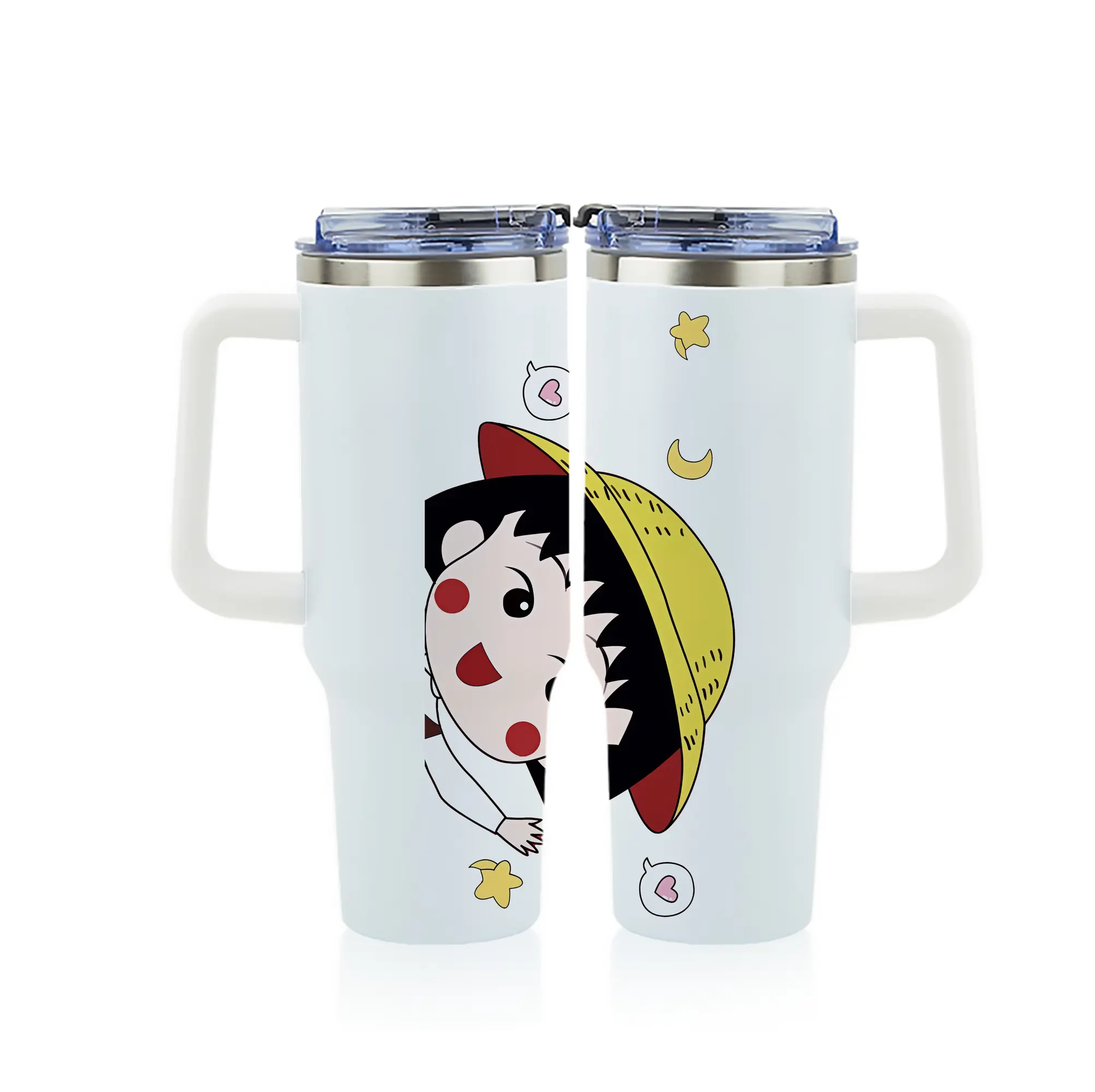 ちびまる子ちゃん グッズ さくら ももこ - 1200mL フルプリント車用タンブラー ・ 304ステンレス 内側 ・ 201ステンレス 外側 ・ 保温 保冷 ・ 通勤 ドライブ アウトドア用