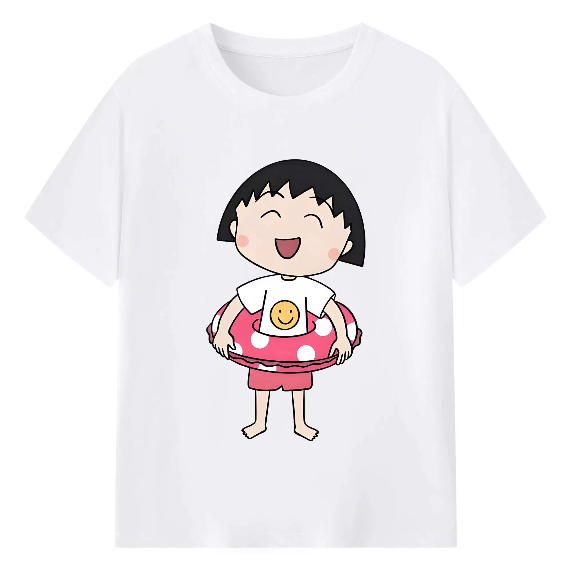 ちびまる子ちゃん グッズ さくら ももこ - 綿100％ 半袖Tシャツ ・ フロントプリント ・ 快適 通気性 ・ 日常使い 散歩 スポーツ用