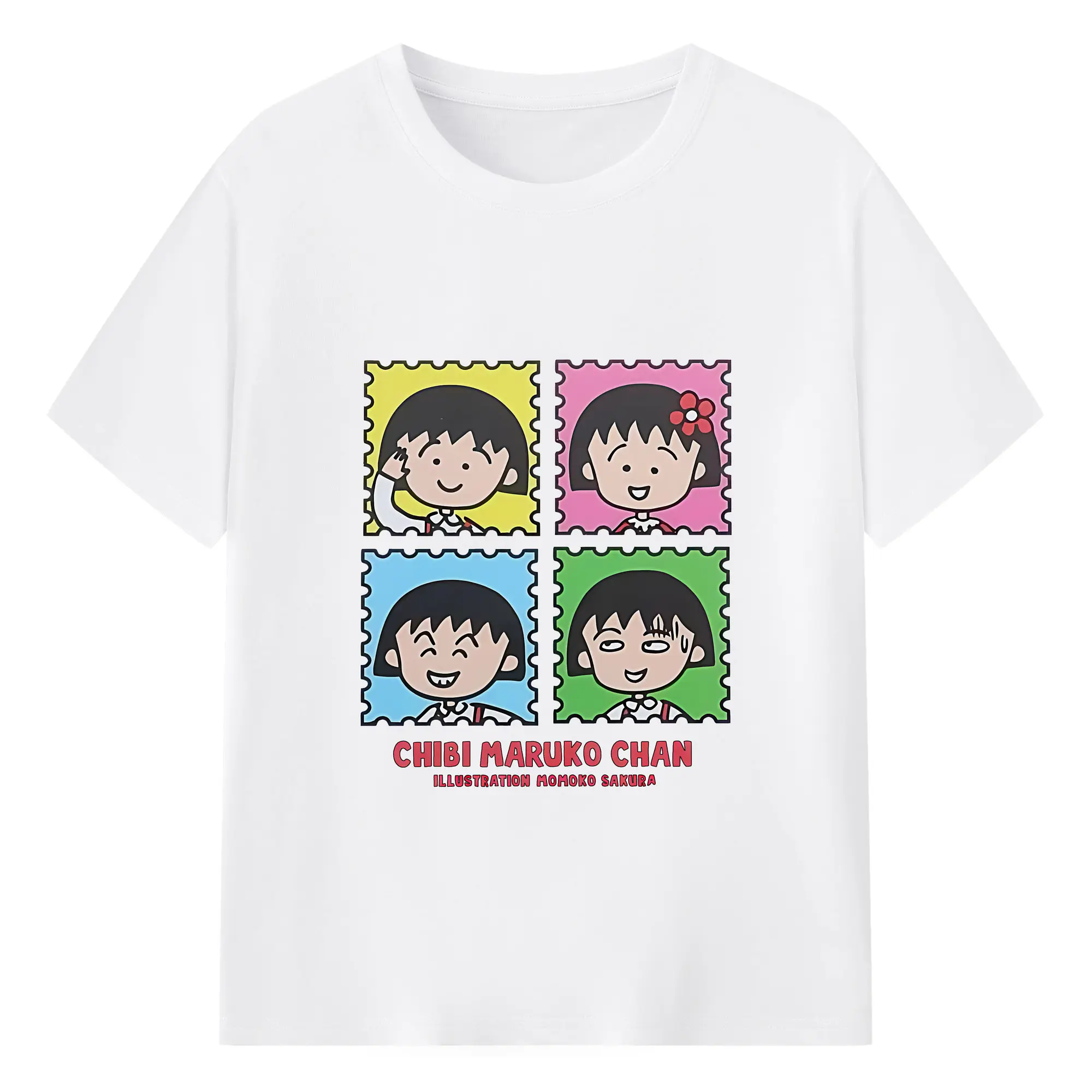 ちびまる子ちゃん グッズ さくら ももこ - 綿100％ 半袖Tシャツ ・ フロントプリント ・ 快適 通気性 ・ 日常使い 散歩 スポーツ用