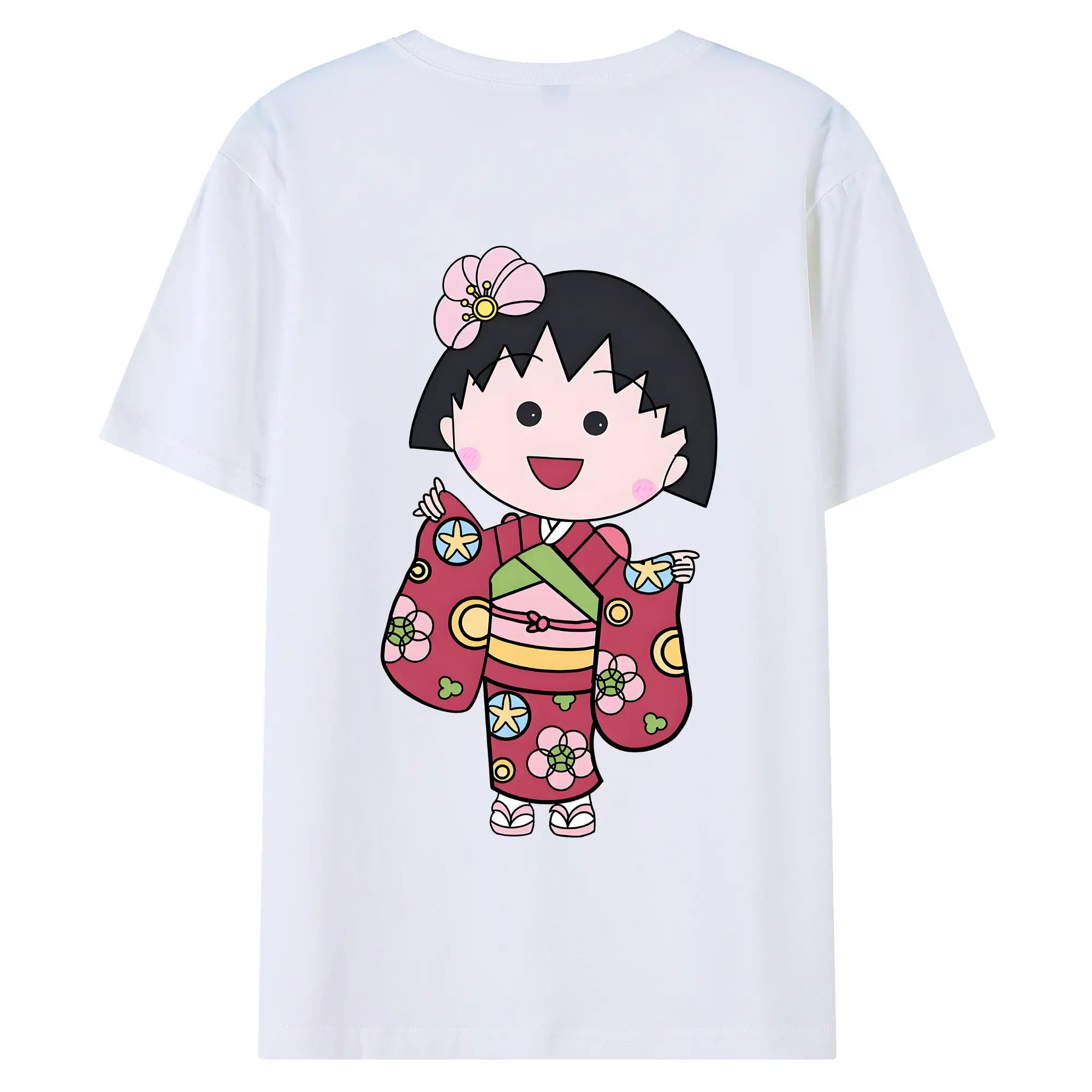 ちびまる子ちゃん グッズ さくら ももこ - 綿100％ 半袖Tシャツ ・ バックプリント ・ 快適 通気性 ・ 日常使い 散歩 スポーツ用