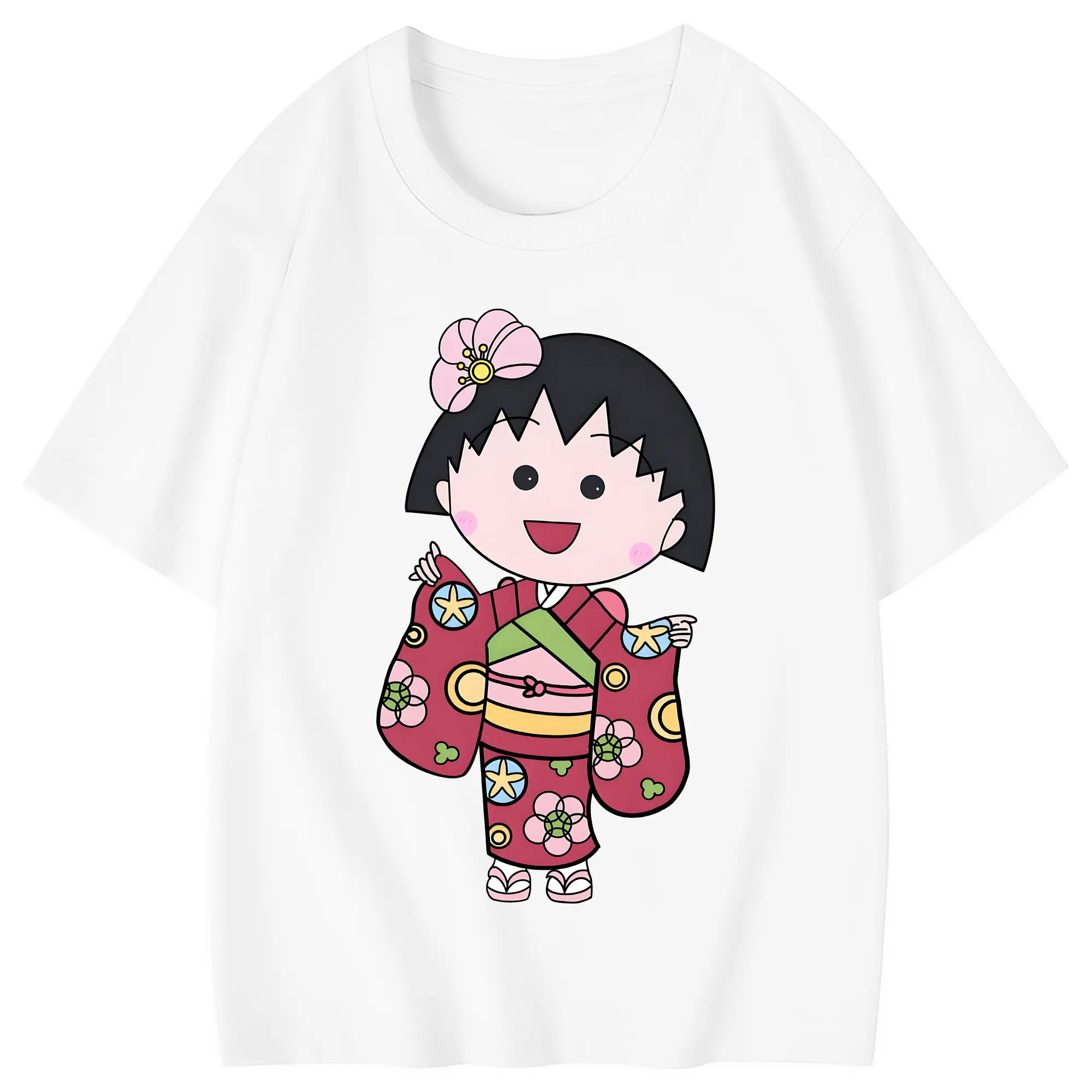 ちびまる子ちゃん グッズ さくら ももこ - 綿100％ キッズTシャツ ・ フロントプリント ・ 快適 通気性 ・ スポーツ カジュアル 散歩用