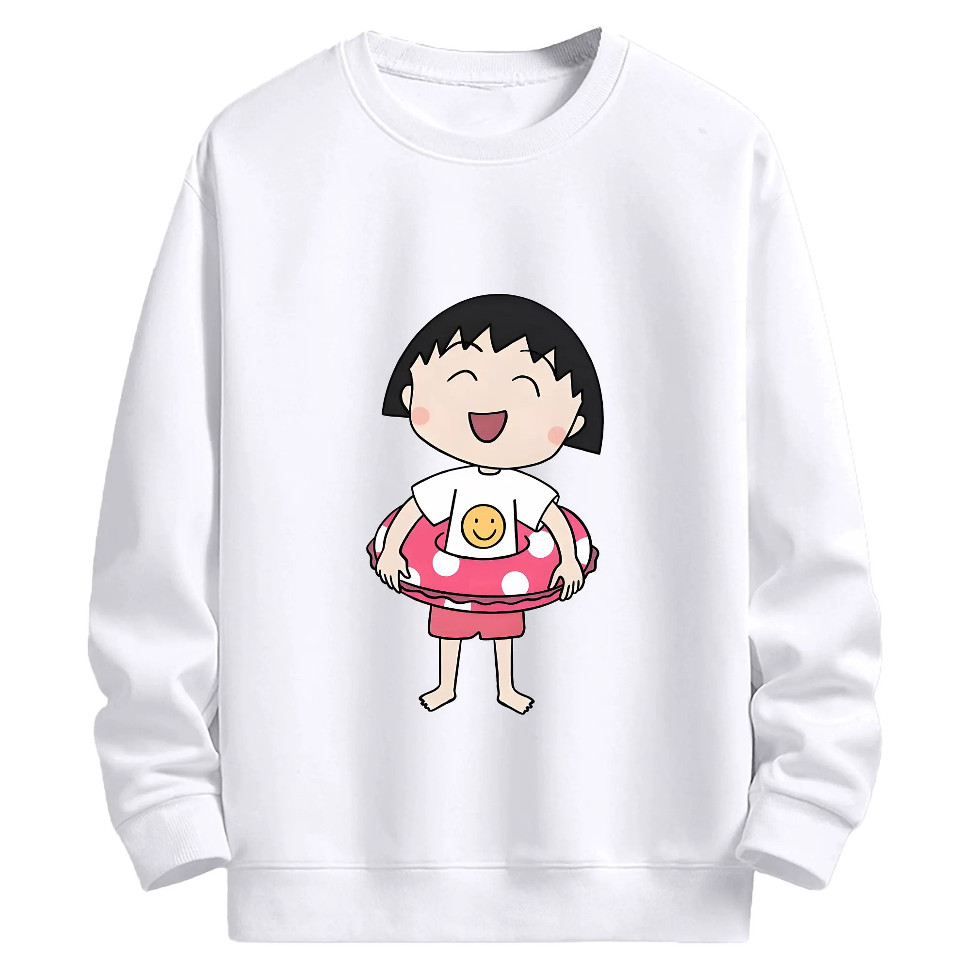 ちびまる子ちゃん グッズ さくら ももこ - 高品質 クルーネック スウェット ・ コットン59％ ポリエステル41％ ・ ユニセックス 長袖 トレーナー ・ カジュアル デイリー スポーツ 散歩用