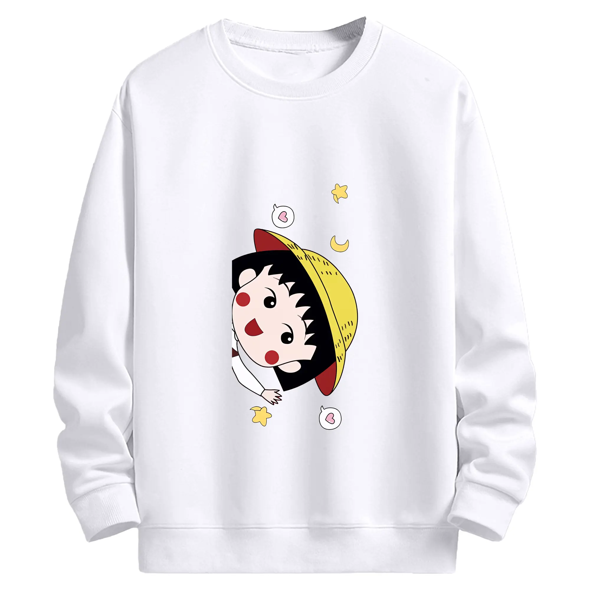 ちびまる子ちゃん グッズ さくら ももこ - 高品質 クルーネック スウェット ・ コットン59％ ポリエステル41％ ・ ユニセックス 長袖 トレーナー ・ カジュアル デイリー スポーツ 散歩用
