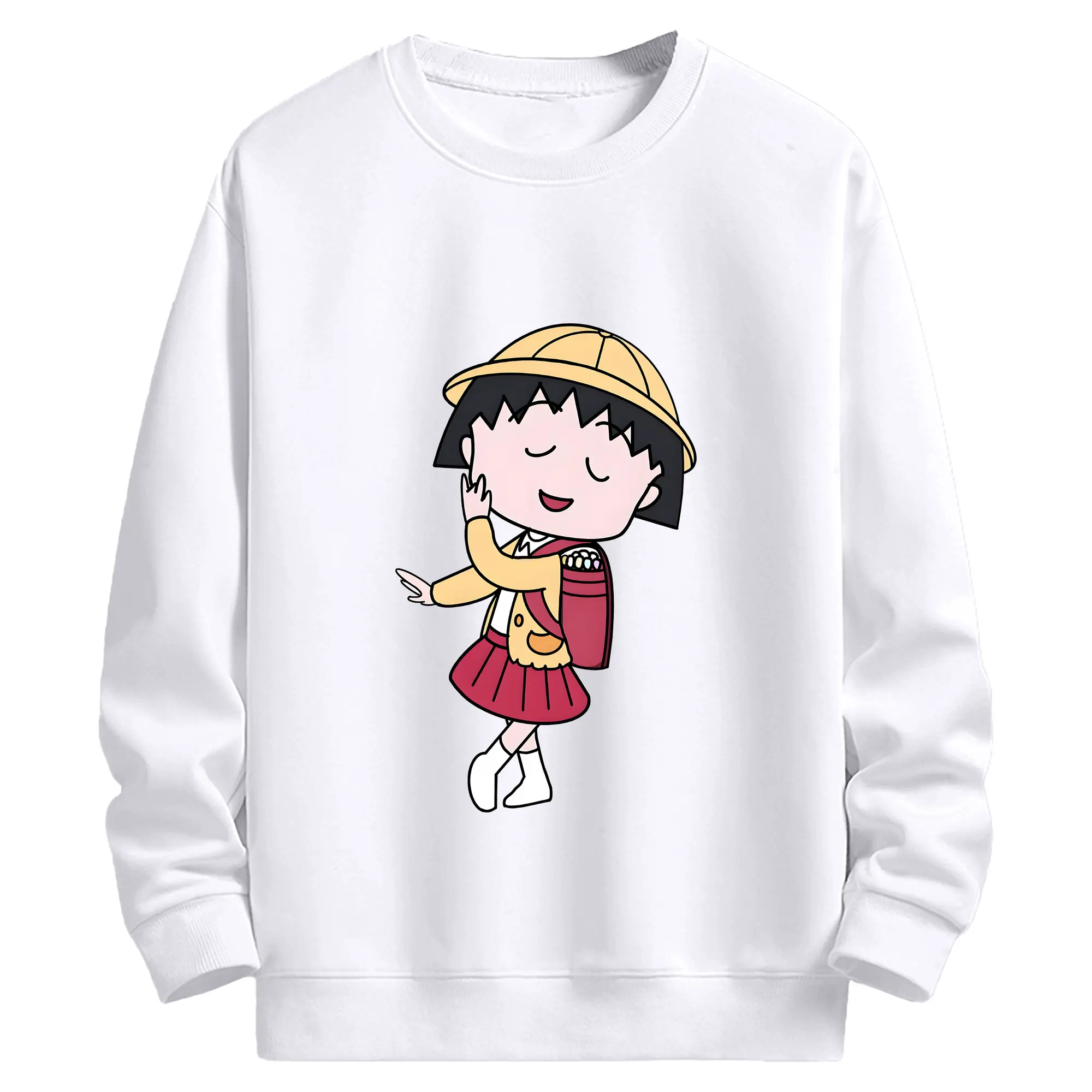 ちびまる子ちゃん グッズ さくら ももこ - 高品質 クルーネック スウェット ・ コットン59％ ポリエステル41％ ・ ユニセックス 長袖 トレーナー ・ カジュアル デイリー スポーツ 散歩用