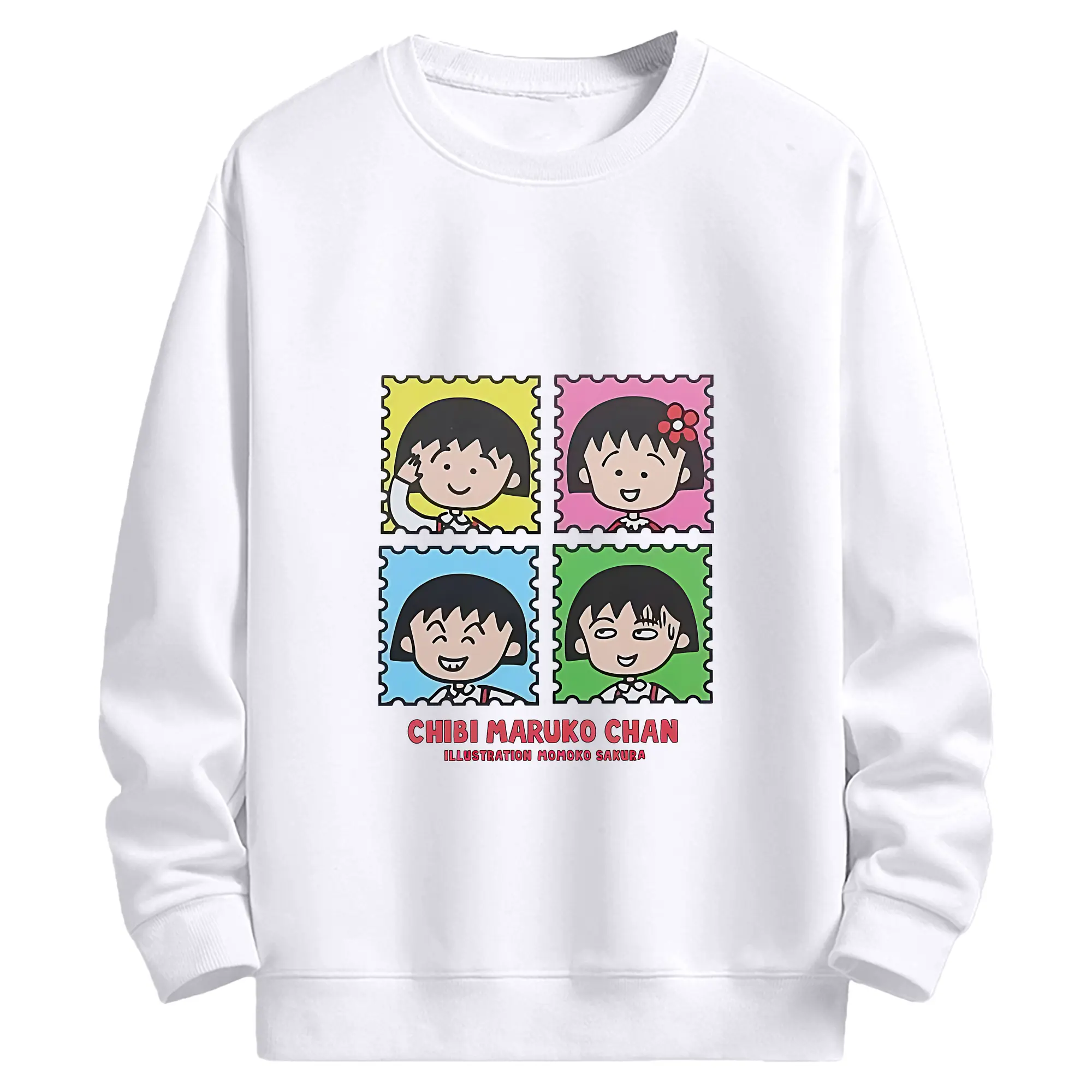 ちびまる子ちゃん グッズ さくら ももこ - 高品質 クルーネック スウェット ・ コットン59％ ポリエステル41％ ・ ユニセックス 長袖 トレーナー ・ カジュアル デイリー スポーツ 散歩用