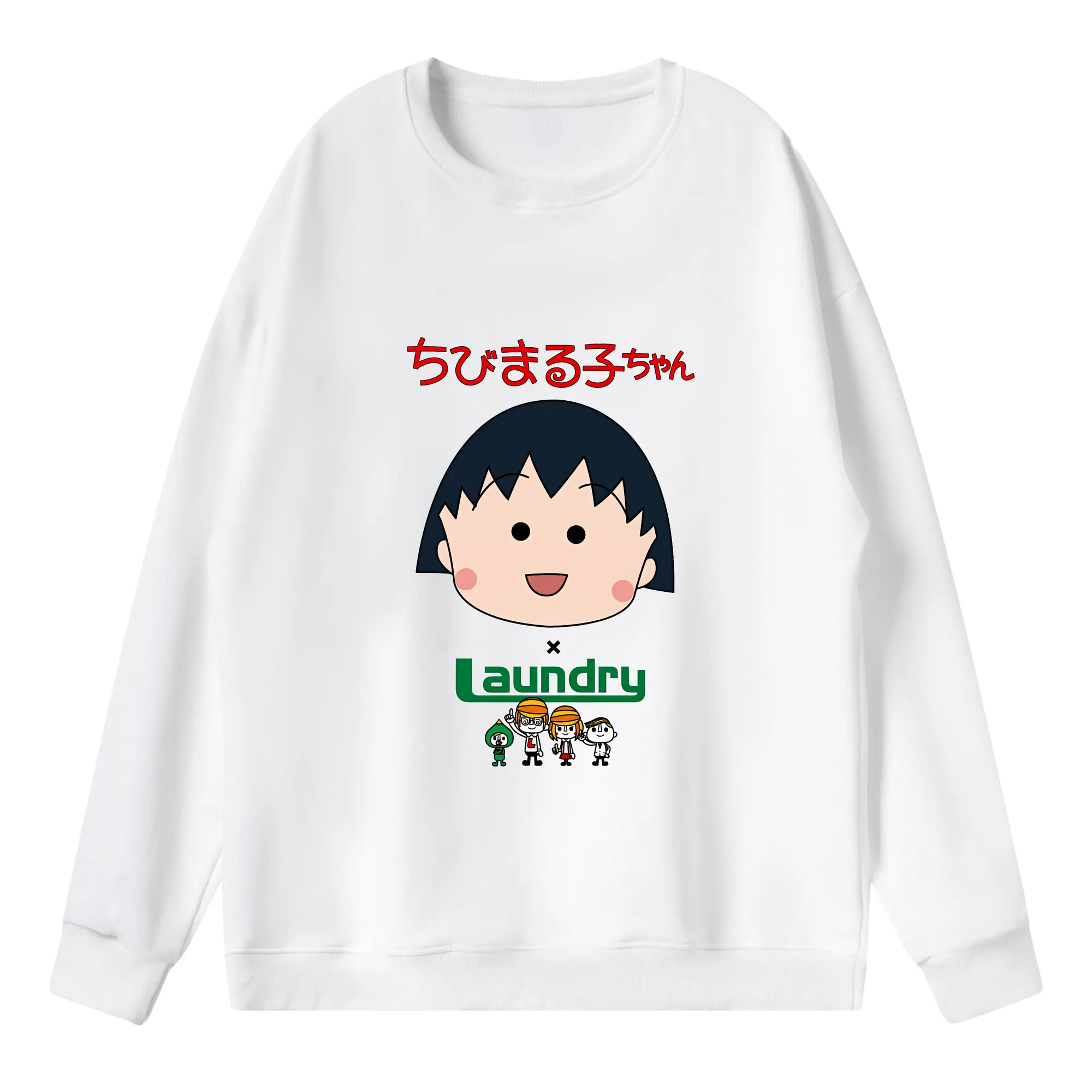 ちびまる子ちゃん グッズ さくら ももこ - 薄手 クルーネック スウェット 裏毛260g · ポリエステル 春秋向け カジュアル 男女兼用 · トレーナー デイリー スポーツ 散歩に最適