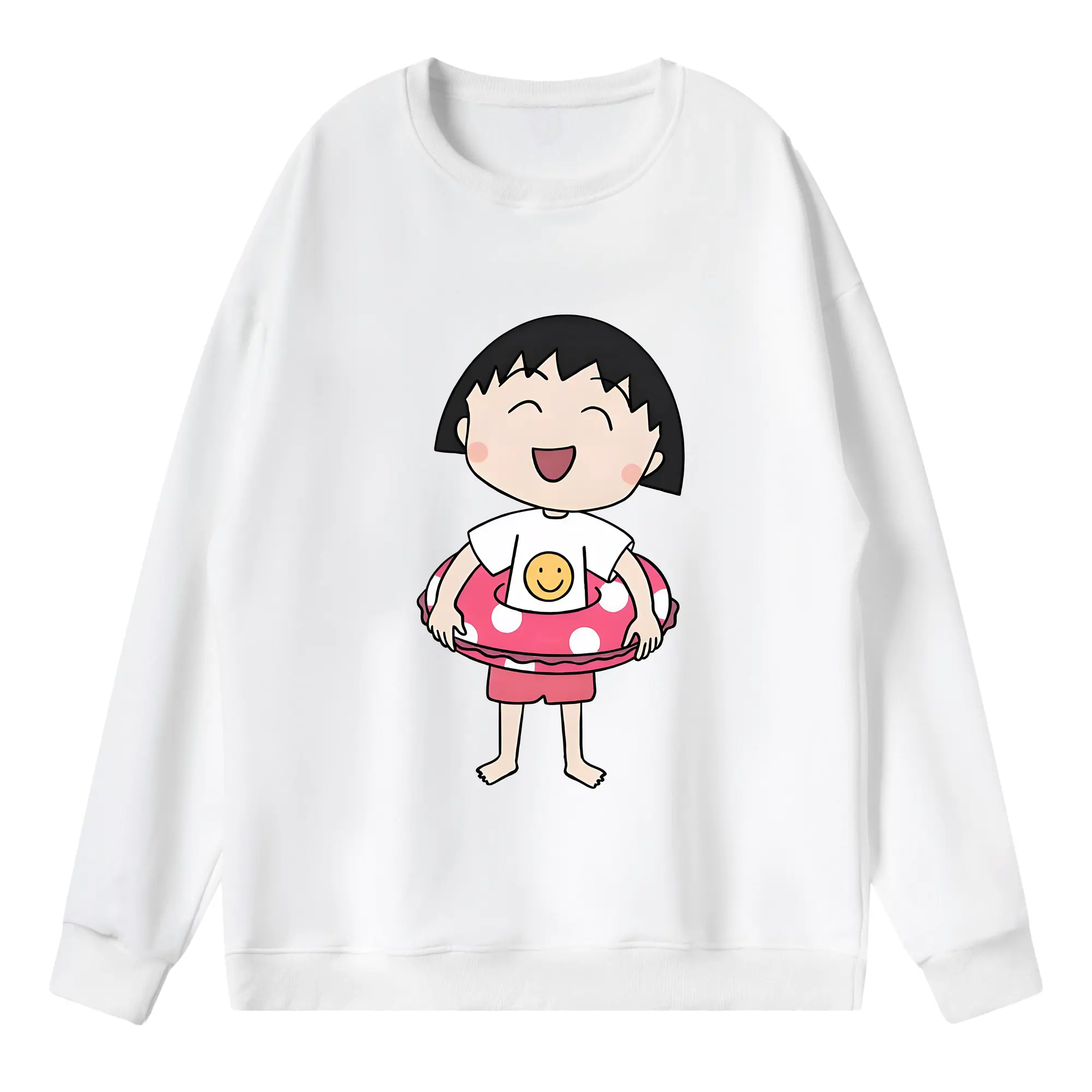 ちびまる子ちゃん グッズ さくら ももこ - 薄手 クルーネック スウェット 裏毛260g · ポリエステル 春秋向け カジュアル 男女兼用 · トレーナー デイリー スポーツ 散歩に最適