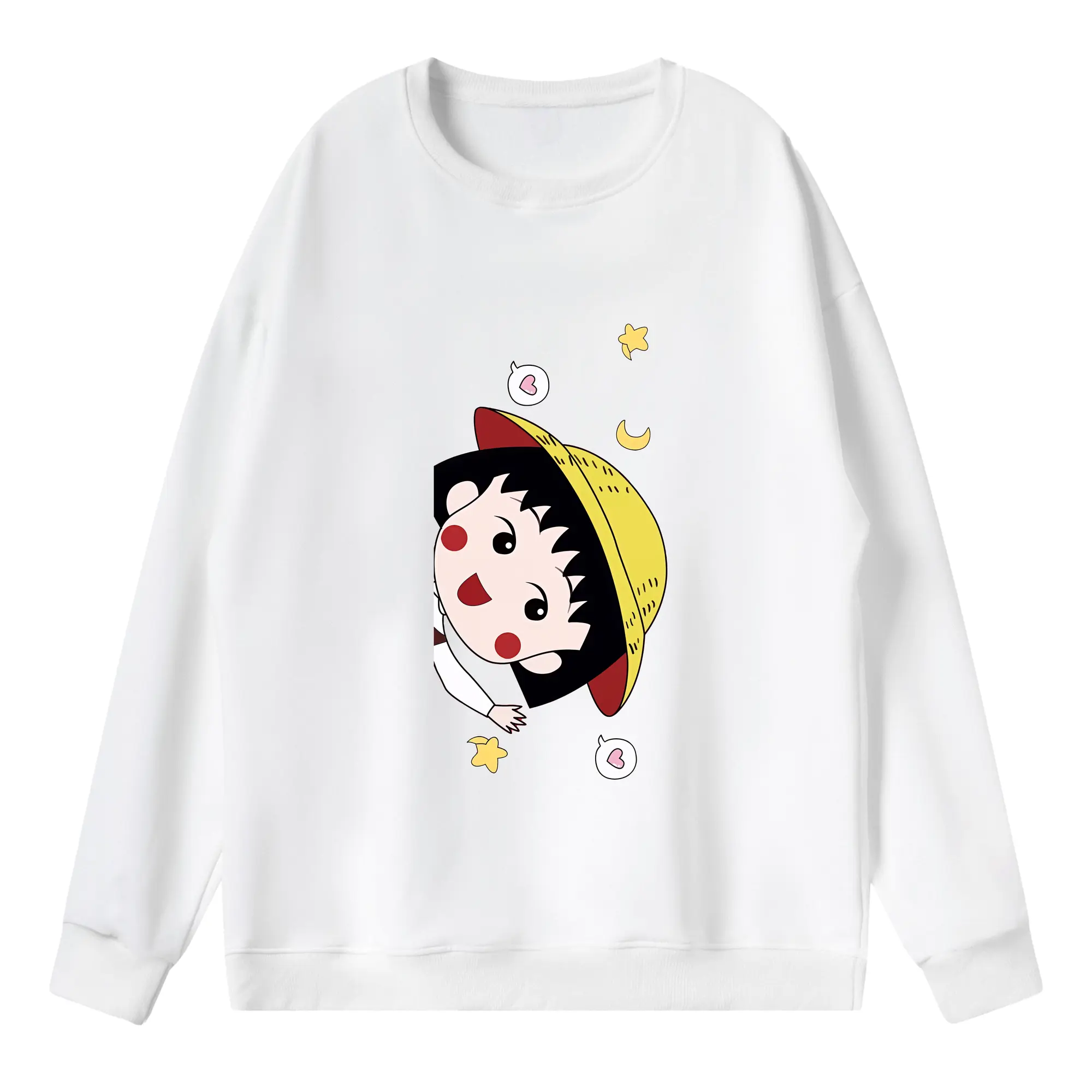 ちびまる子ちゃん グッズ さくら ももこ - 薄手 クルーネック スウェット 裏毛260g · ポリエステル 春秋向け カジュアル 男女兼用 · トレーナー デイリー スポーツ 散歩に最適