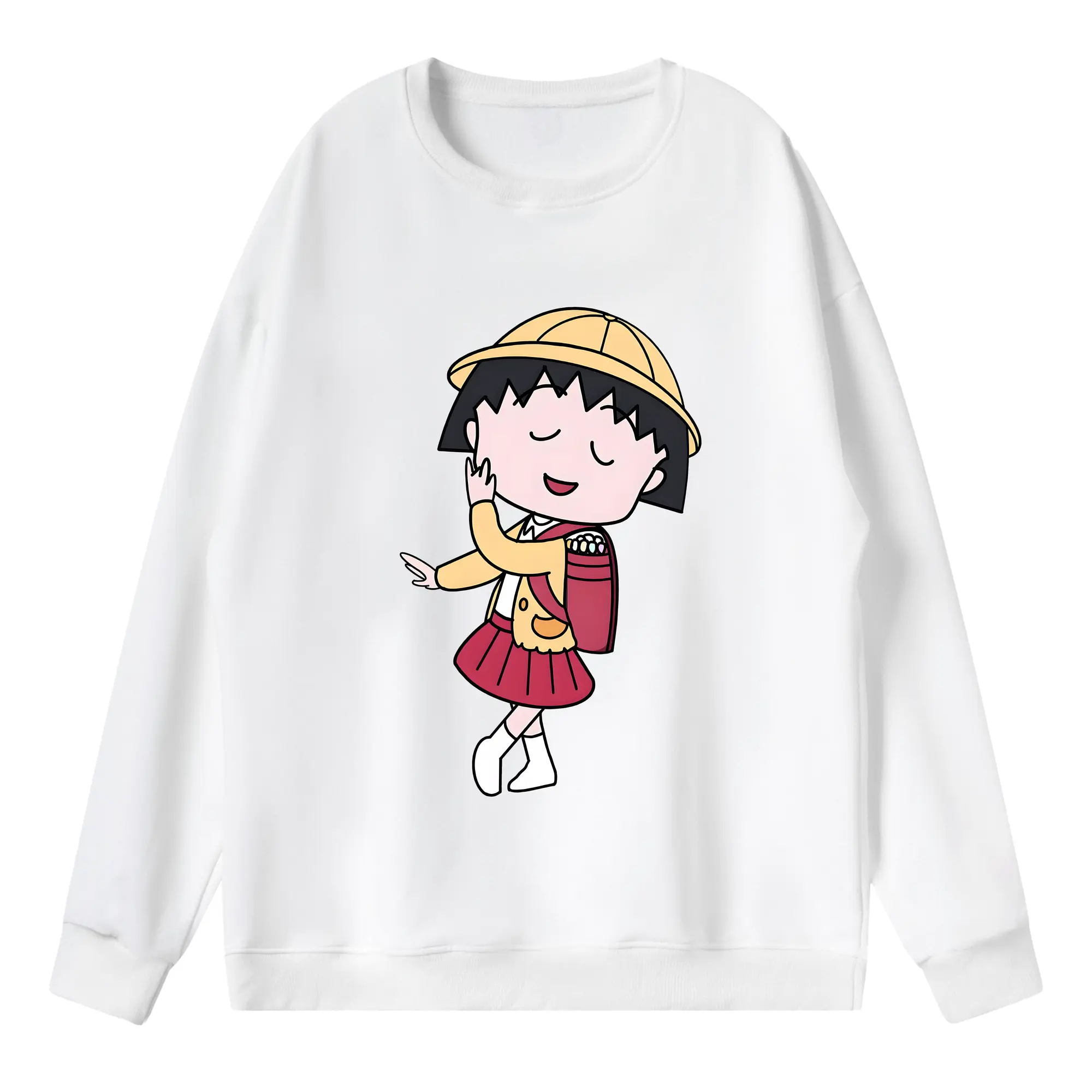 ちびまる子ちゃん グッズ さくら ももこ - 薄手 クルーネック スウェット 裏毛260g · ポリエステル 春秋向け カジュアル 男女兼用 · トレーナー デイリー スポーツ 散歩に最適