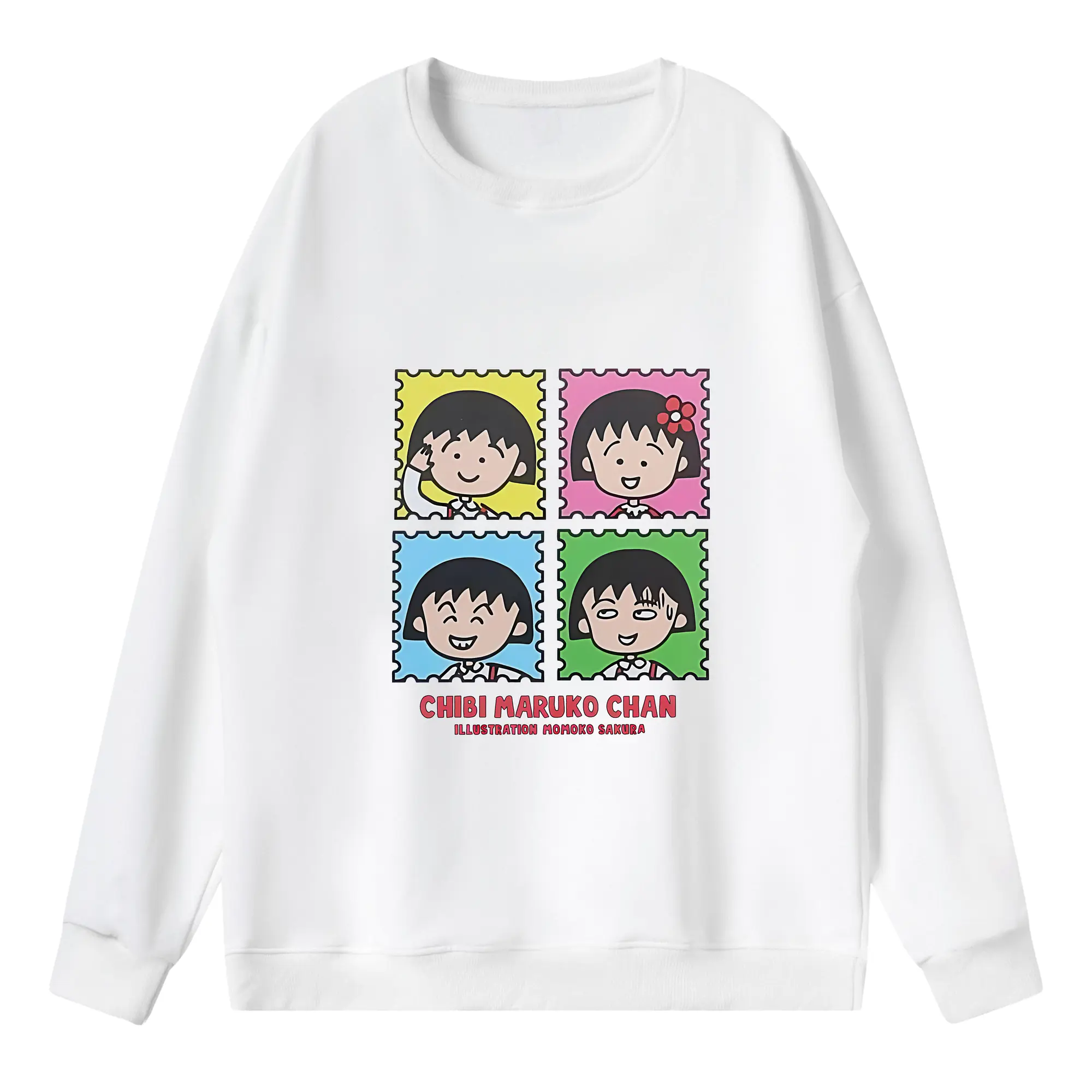 ちびまる子ちゃん グッズ さくら ももこ - 薄手 クルーネック スウェット 裏毛260g · ポリエステル 春秋向け カジュアル 男女兼用 · トレーナー デイリー スポーツ 散歩に最適