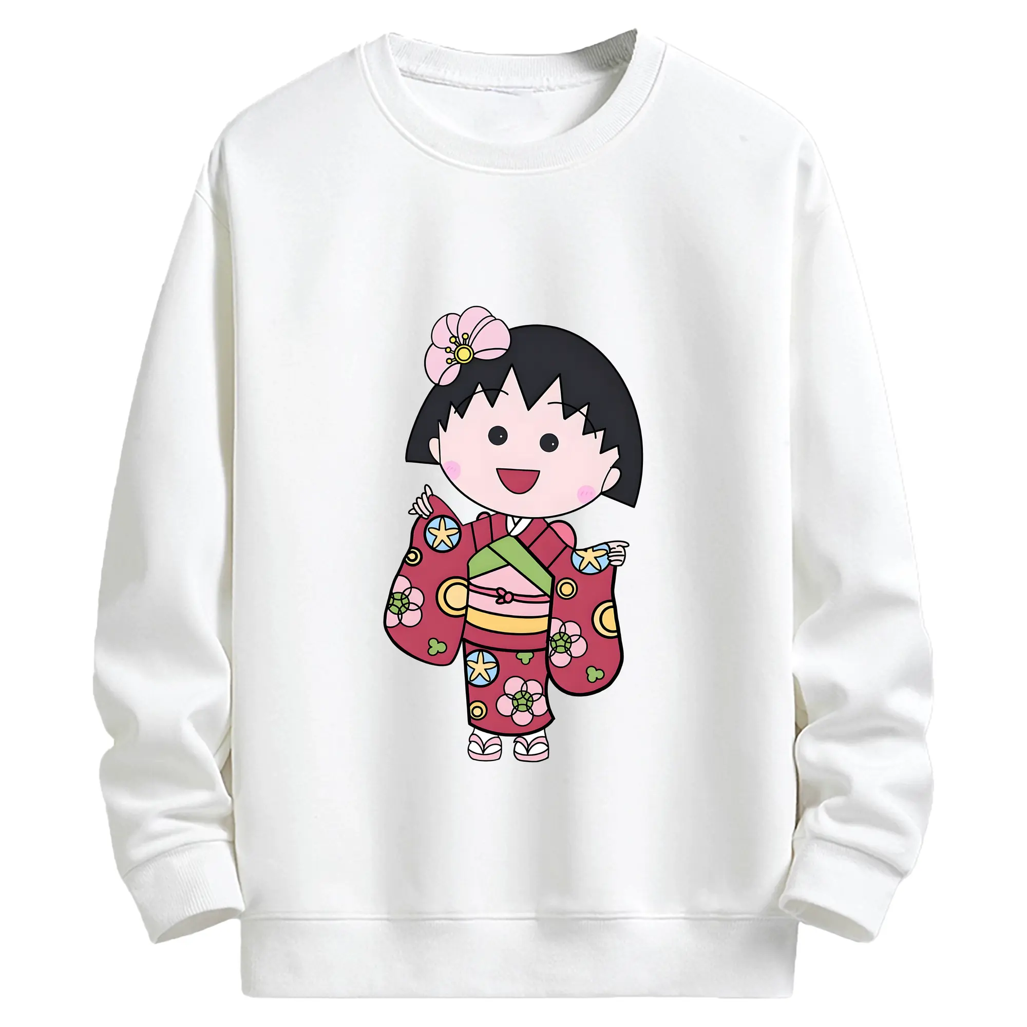 ちびまる子ちゃん グッズ さくら ももこ - キッズ クルーネックスウェットシャツ ・ フロントプリント ・ 綿80％ ポリエステル20％ ・ 快適 通学 スポーツ 日常使い お散歩用