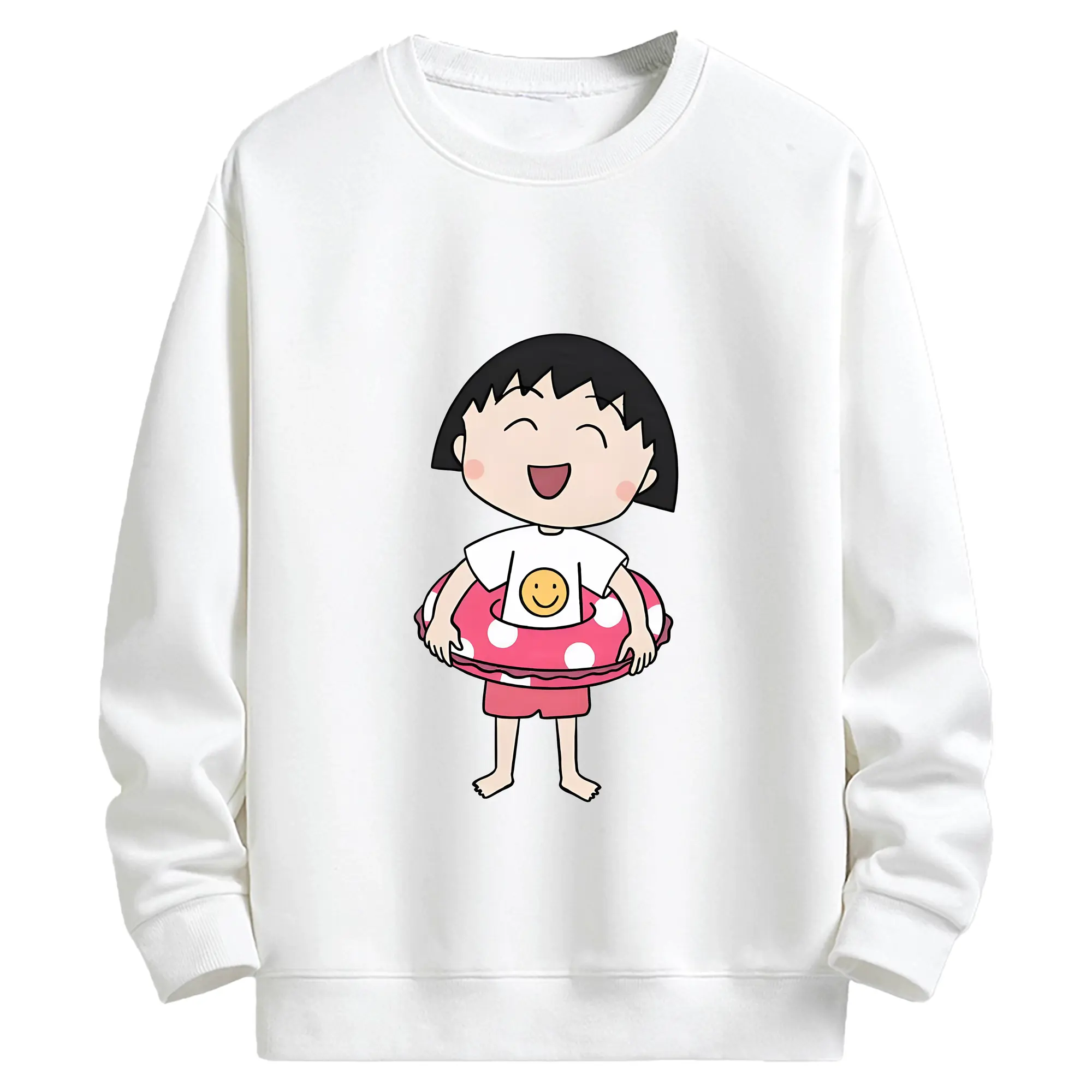 ちびまる子ちゃん グッズ さくら ももこ - キッズ クルーネックスウェットシャツ ・ フロントプリント ・ 綿80％ ポリエステル20％ ・ 快適 通学 スポーツ 日常使い お散歩用